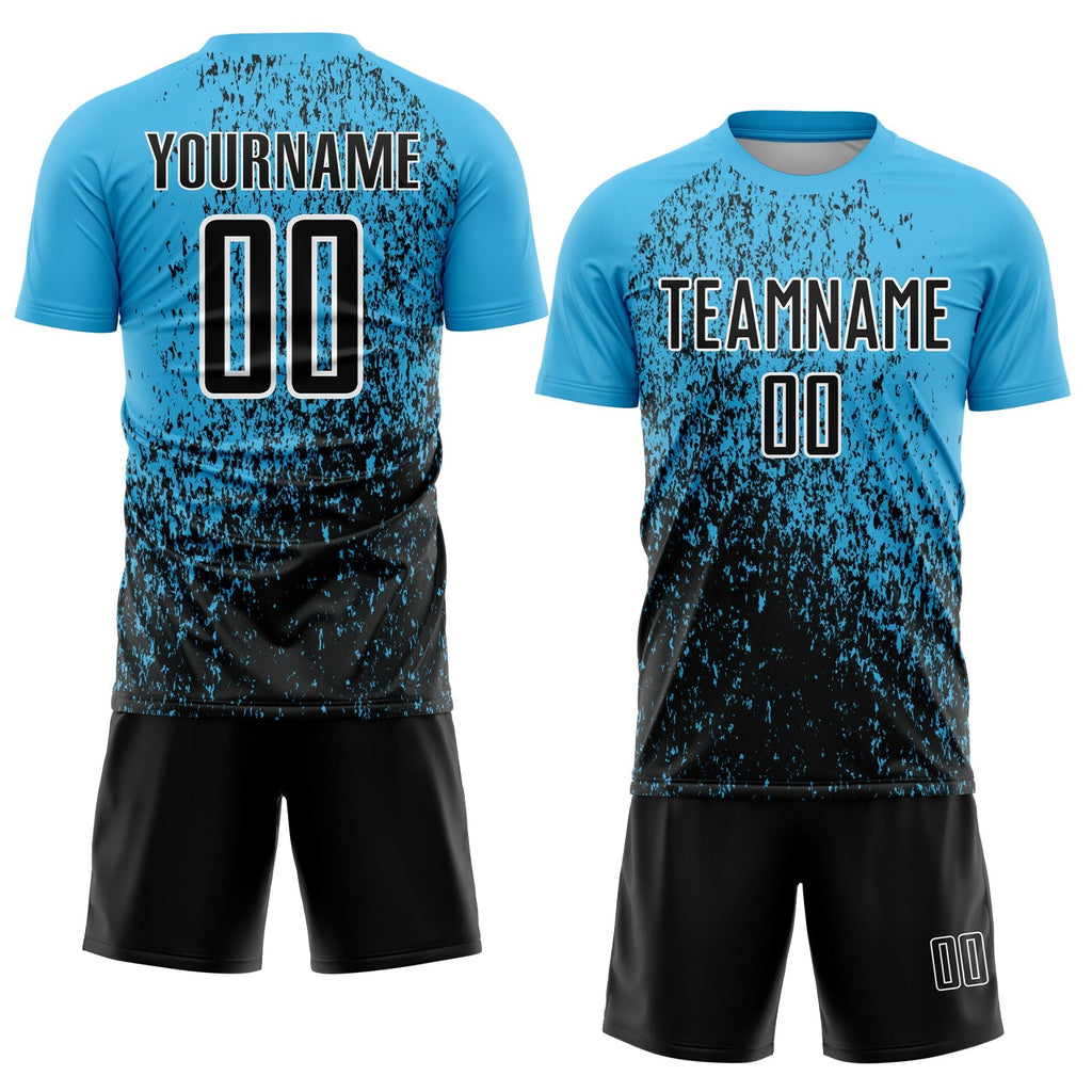 Custom Soccer Jersey - Sky Blue Black-White Abstract product image 2