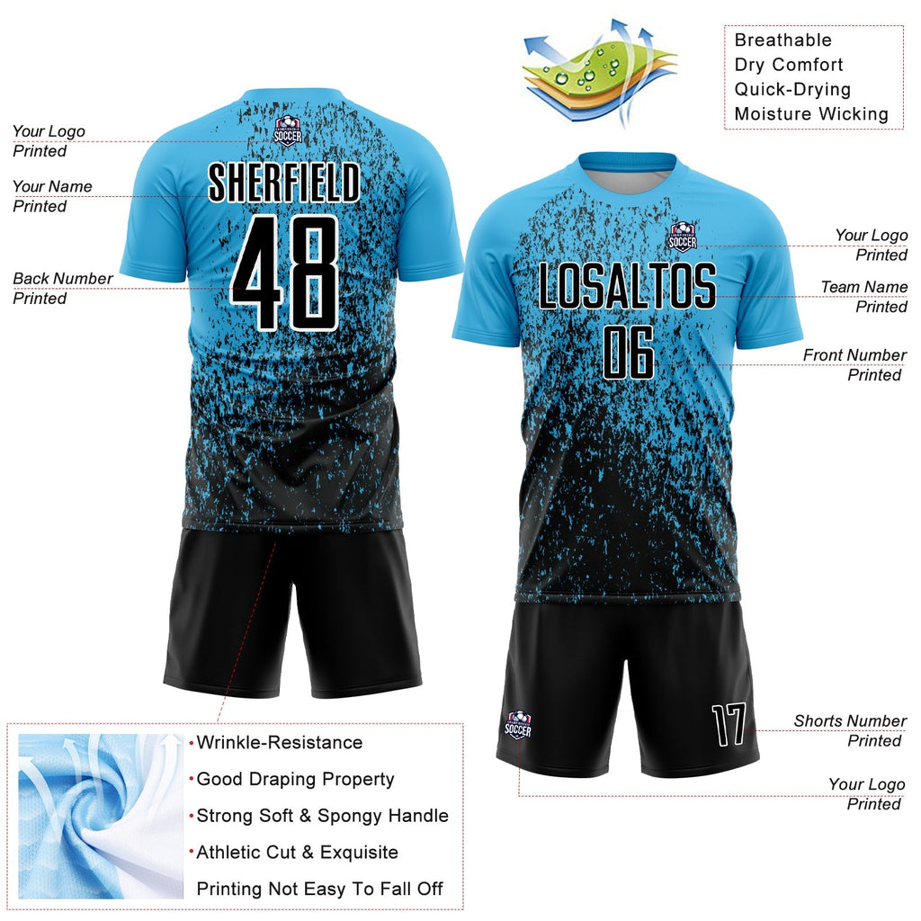 Custom Soccer Jersey - Sky Blue Black-White Abstract product image 4
