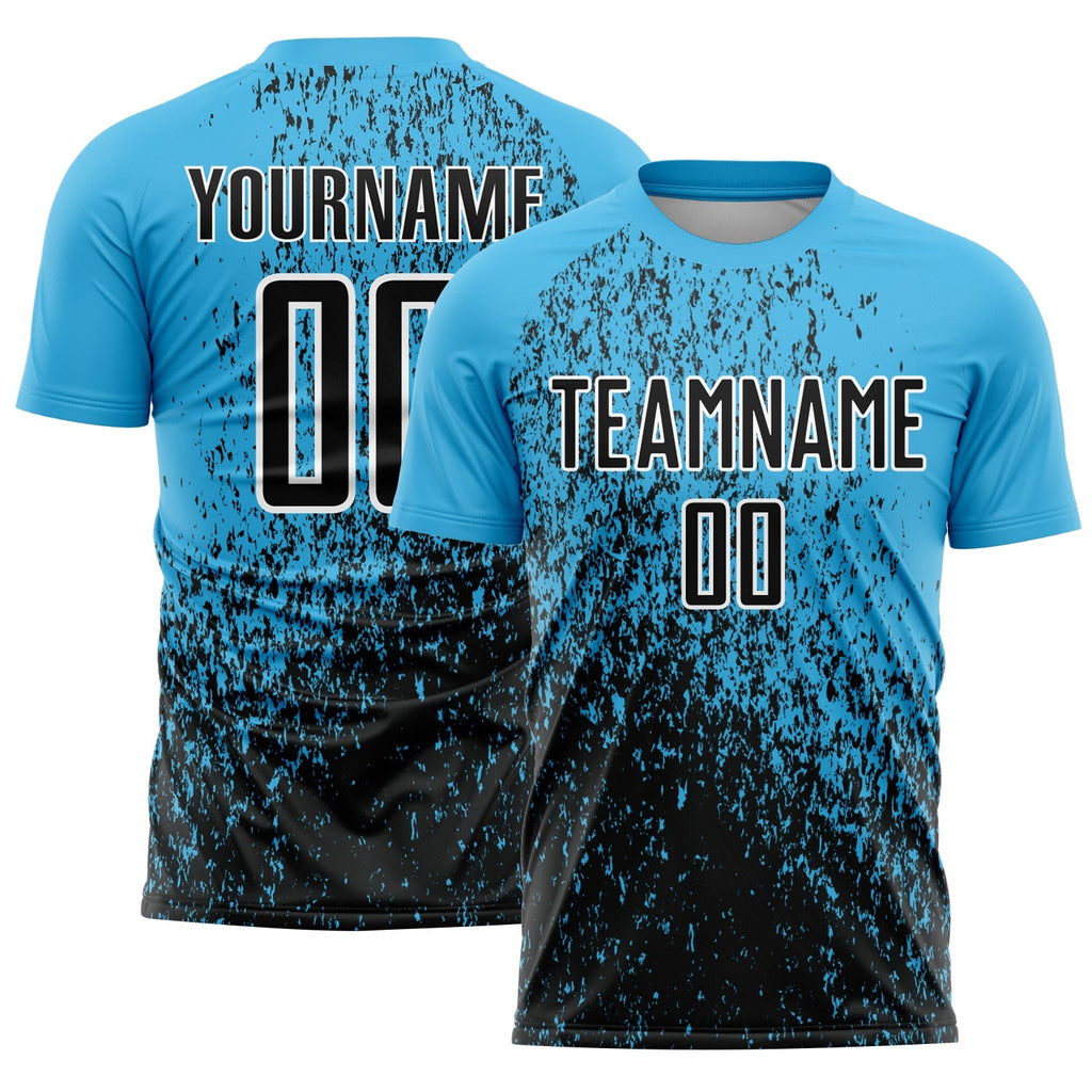 Custom Soccer Jersey - Sky Blue Black-White Abstract product image 1