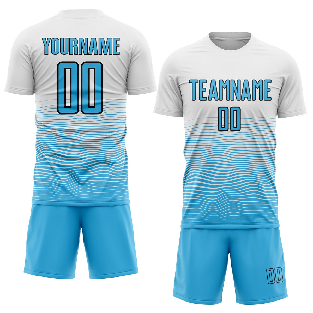 Custom Soccer Jersey - White Sky Blue-Black Gradient Line product image 2