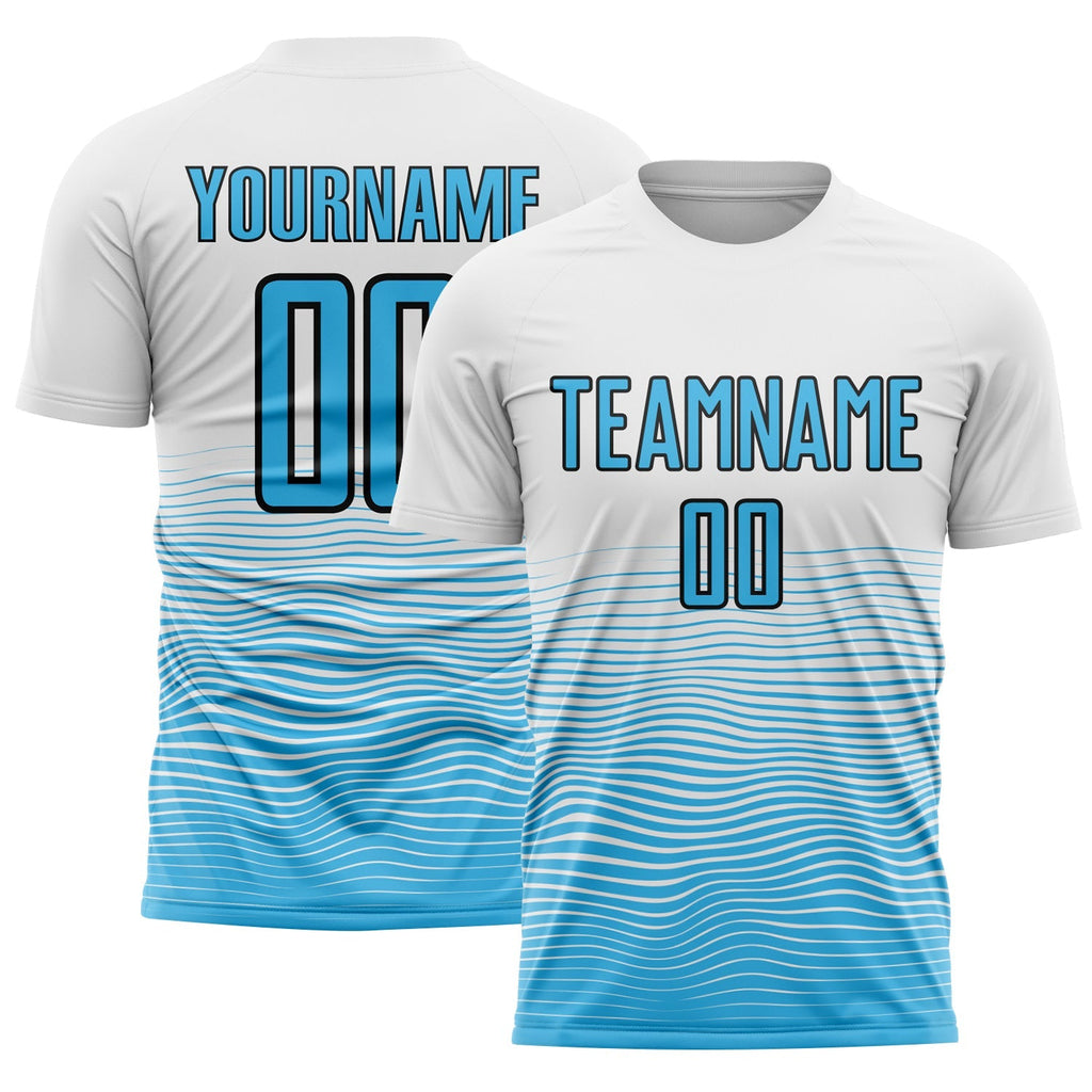 Custom Soccer Jersey - White Sky Blue-Black Gradient Line product image 1