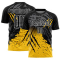 Custom Soccer Jersey - Black Yellow-White Gradient Scratch product image 1