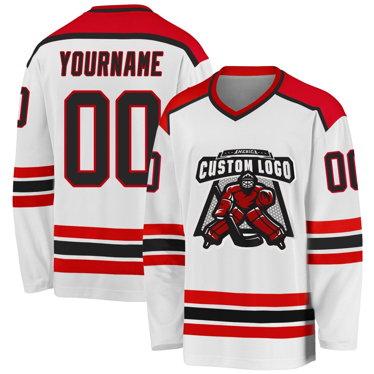 Custom Hockey Jersey - White Black-Red product image 1