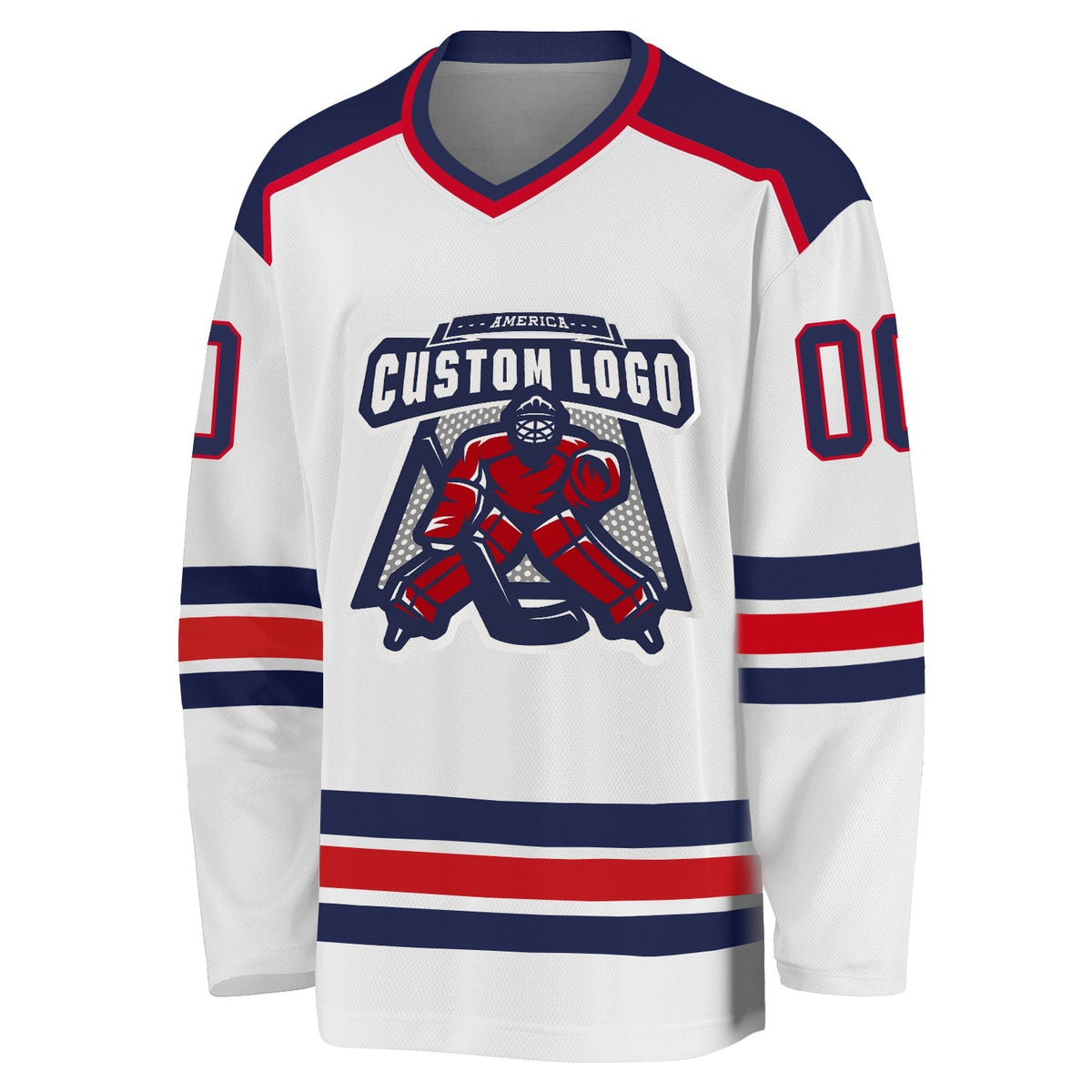 Custom Hockey Jersey - White Navy-Red product image 2