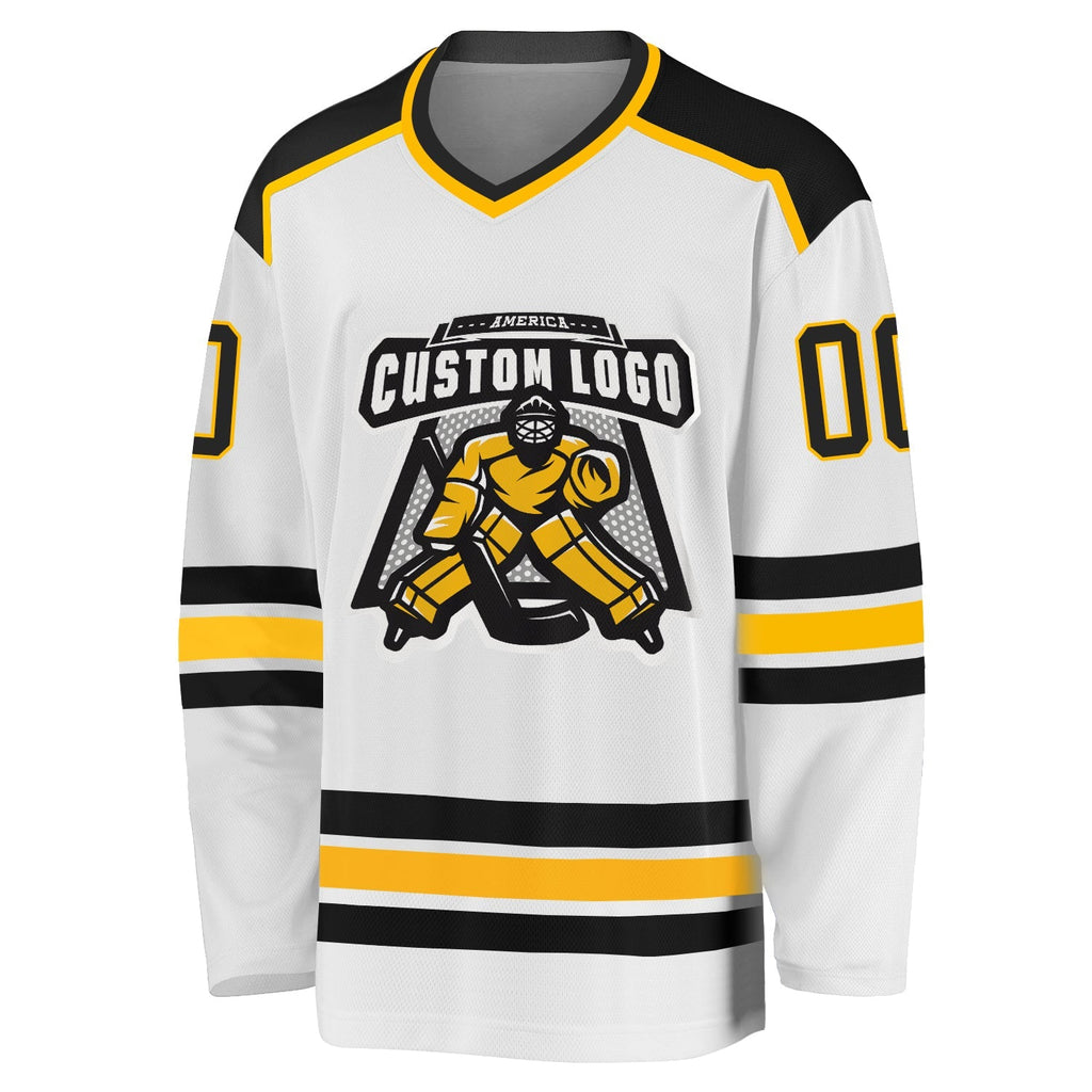 Custom Hockey Jersey - White Black-Gold product image 2