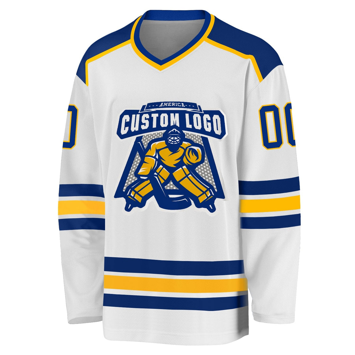 Custom Hockey Jersey - White Royal-Gold product image 2