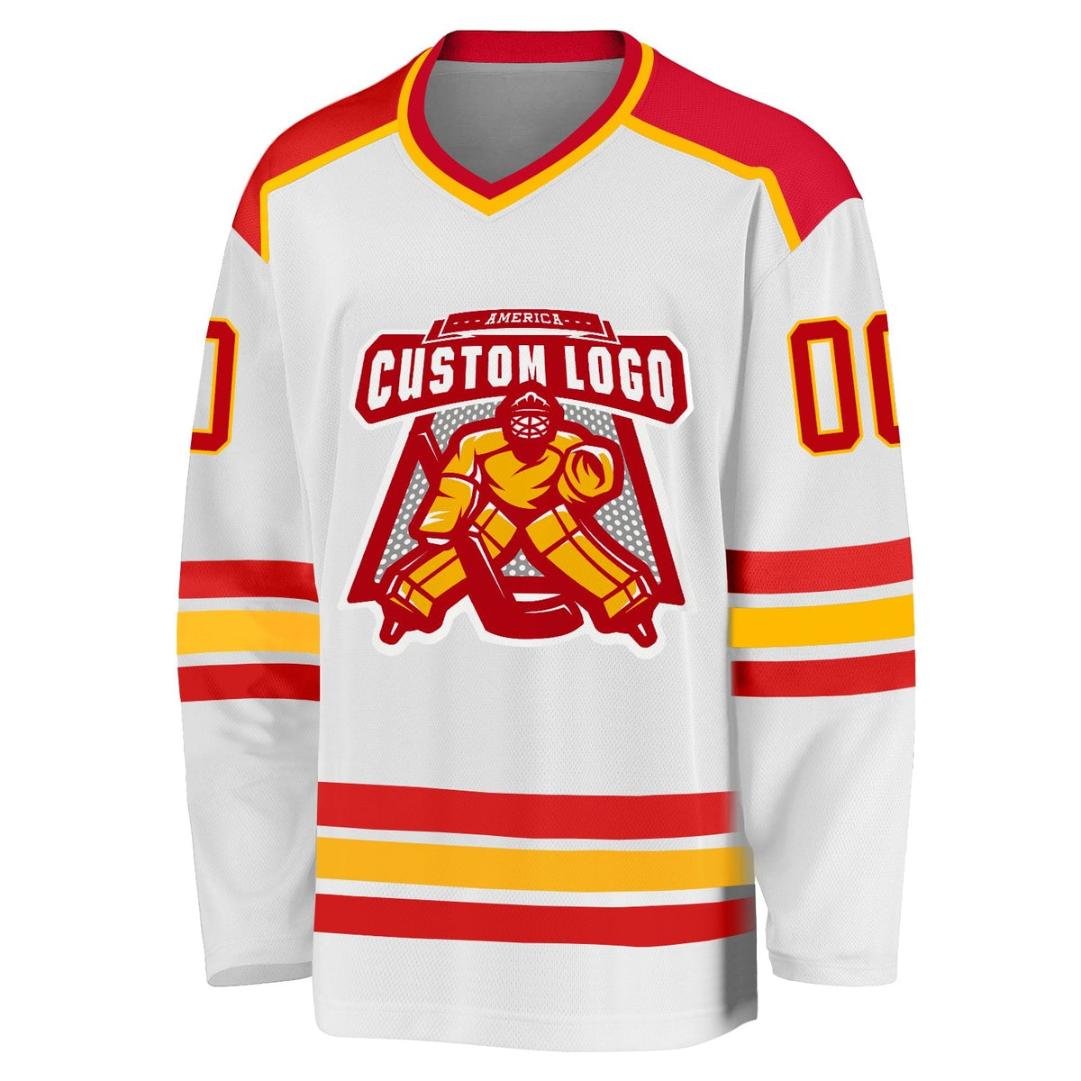 Custom Hockey Jersey - White Red-Gold product image 2