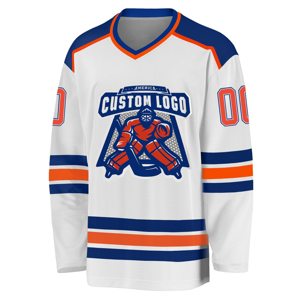Custom Hockey Jersey - White Orange-Royal product image 2