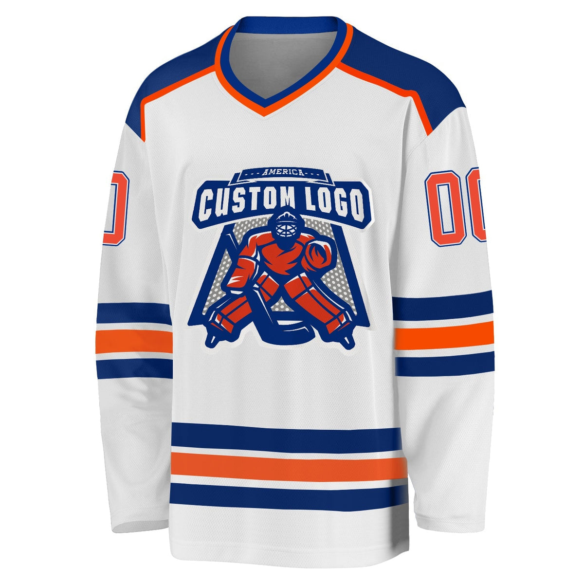 Custom Hockey Jersey - White Orange-Royal product image 2