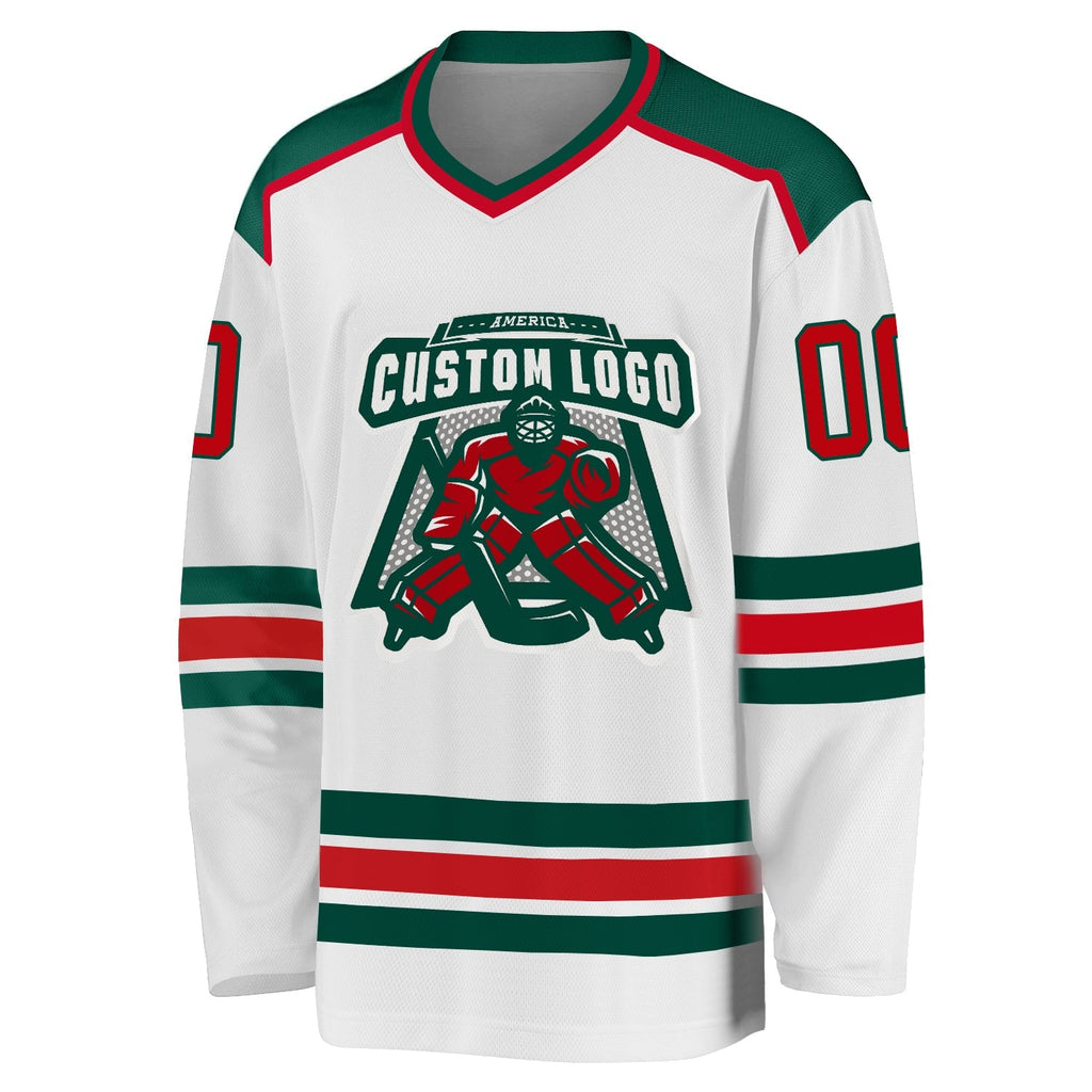 Custom Hockey Jersey - White Red-Green product image 2