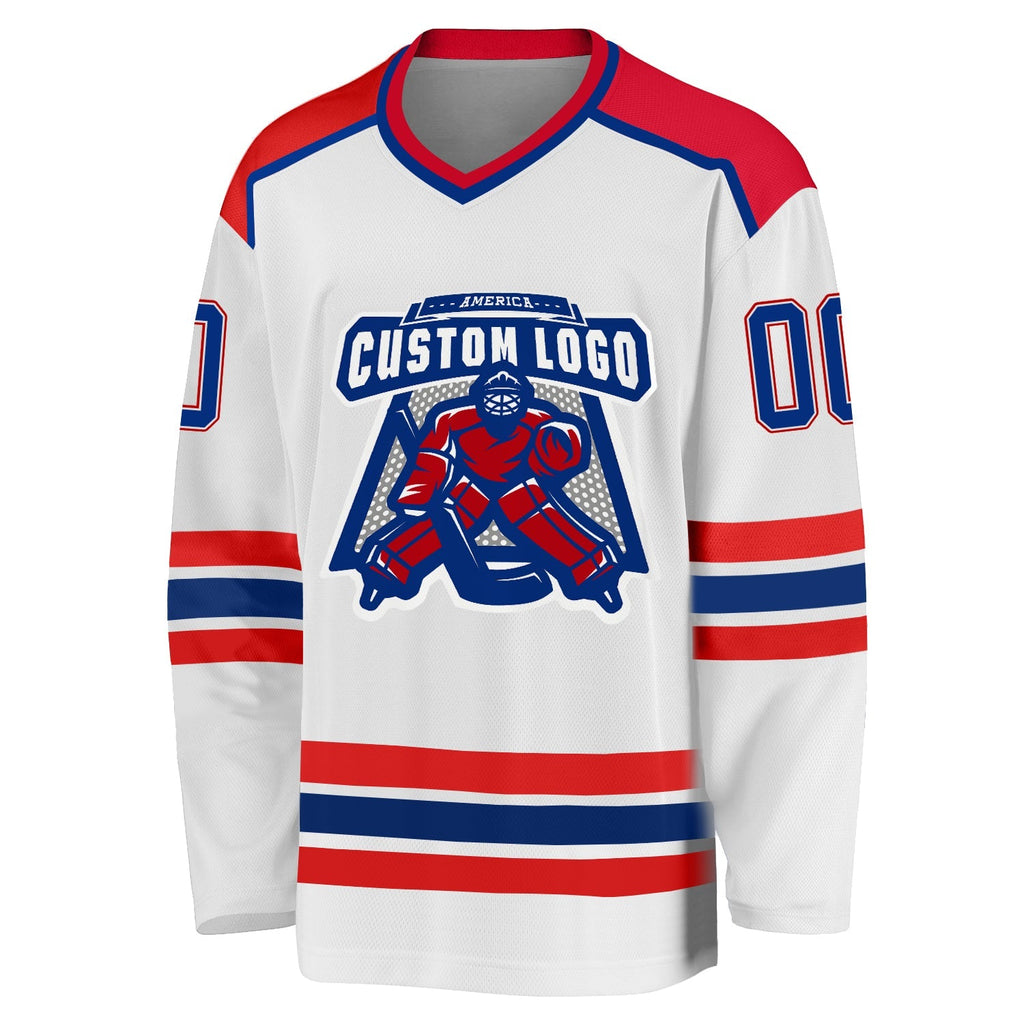 Custom Hockey Jersey - White Royal-Red product image 2