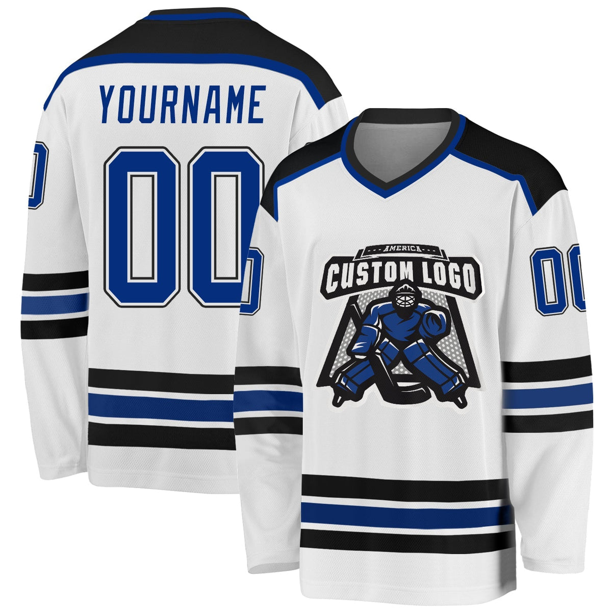 Custom Hockey Jersey - White Royal-Black product image 1