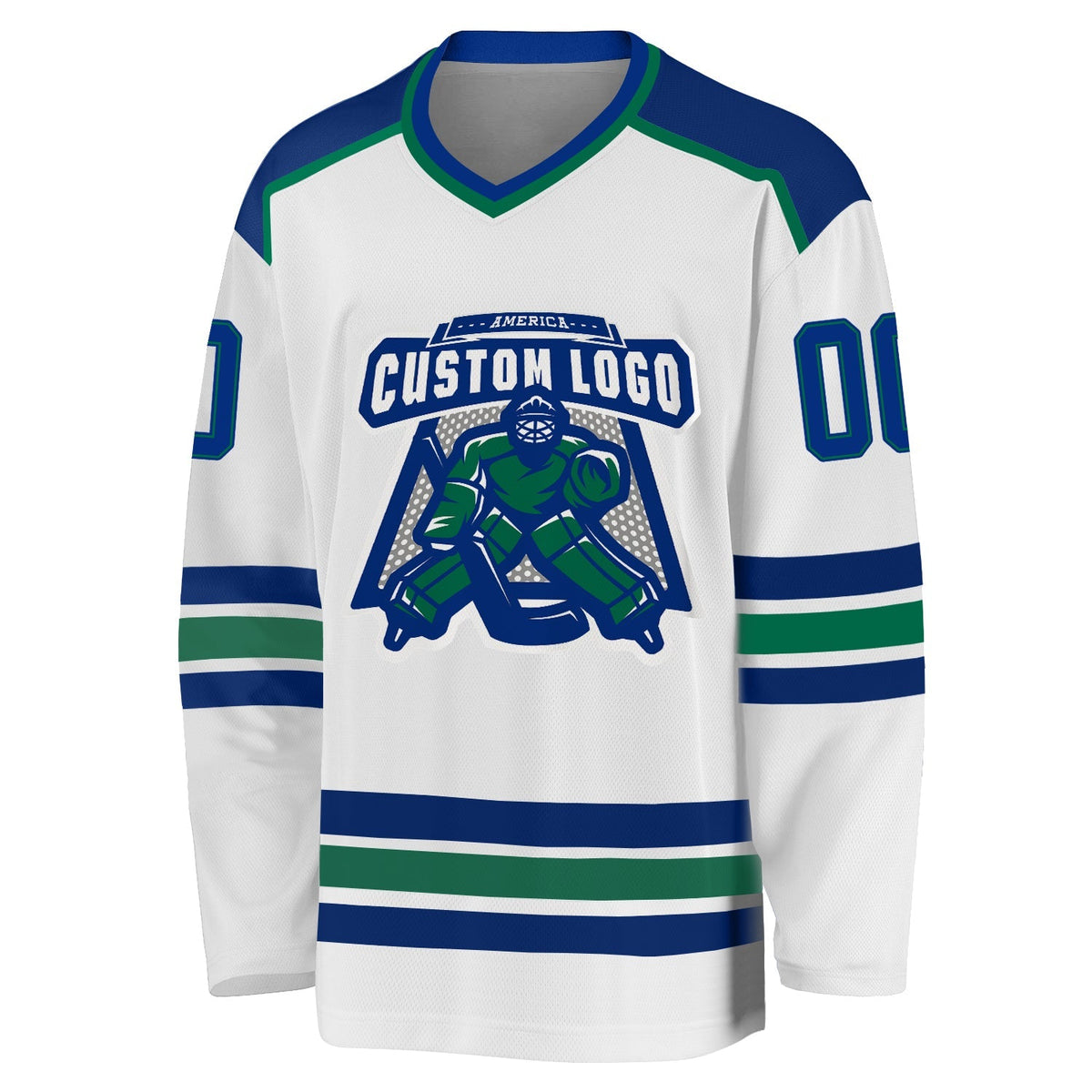 Custom Hockey Jersey - White Royal-Kelly Green product image 2