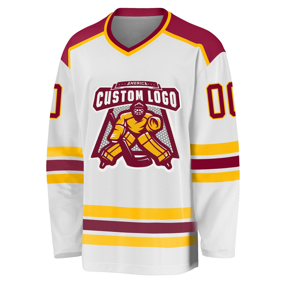 Custom Hockey Jersey - White Maroon-Gold product image 2