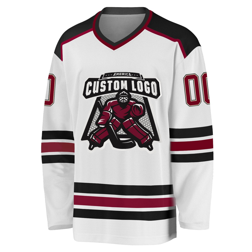 Custom Hockey Jersey - White Maroon Cream-Black product image 2