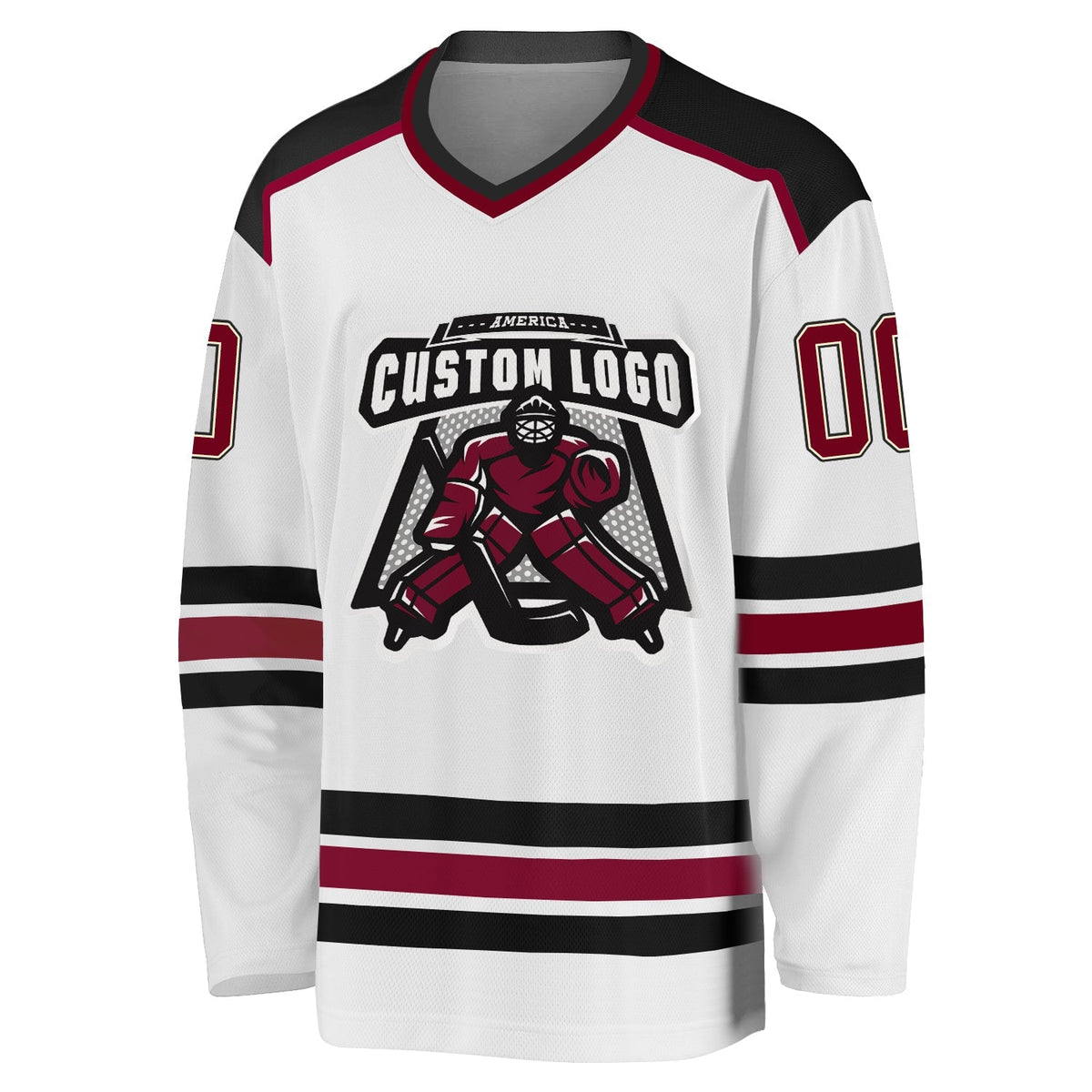 Custom Hockey Jersey - White Maroon Cream-Black product image 2