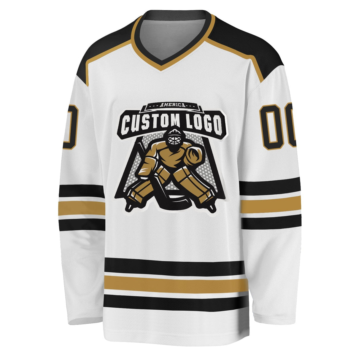 Custom Hockey Jersey - White Black-Old Gold product image 2