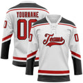Custom Hockey Jersey - White Red-Black Lace Neck product image 1