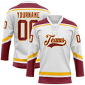 Custom Hockey Jersey - White Crimson-Gold Lace Neck product image 1