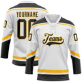 Custom Hockey Jersey - White Black-Gold Lace Neck product image 1