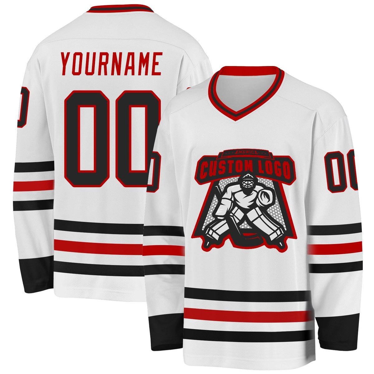 Custom Hockey Jersey - White Black-Red product image 2