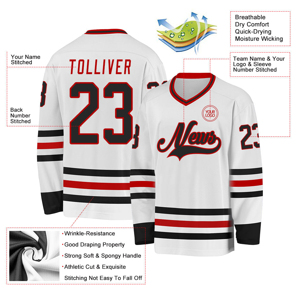 Custom Hockey Jersey - White Black-Red product image 3