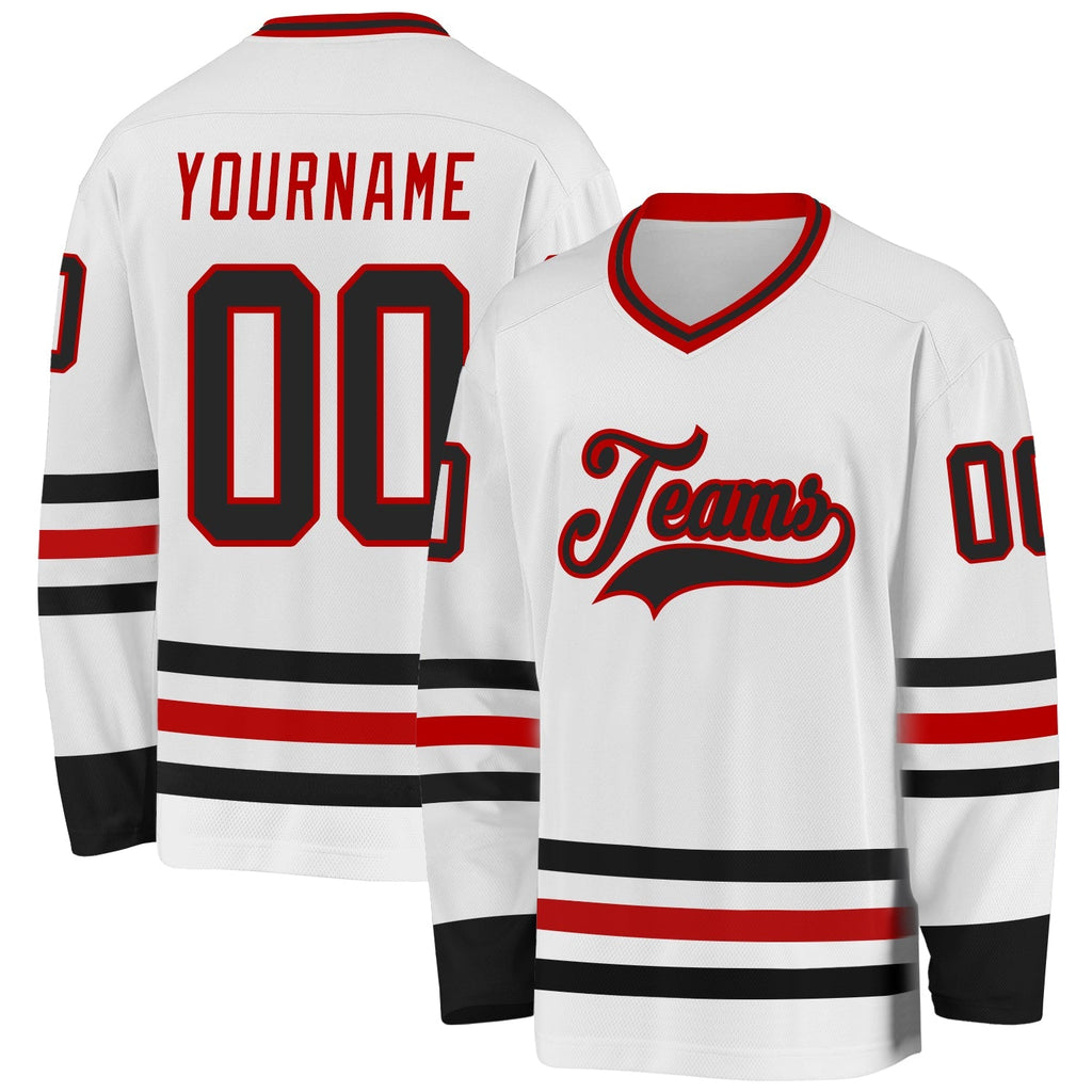 Custom Hockey Jersey - White Black-Red product image 1