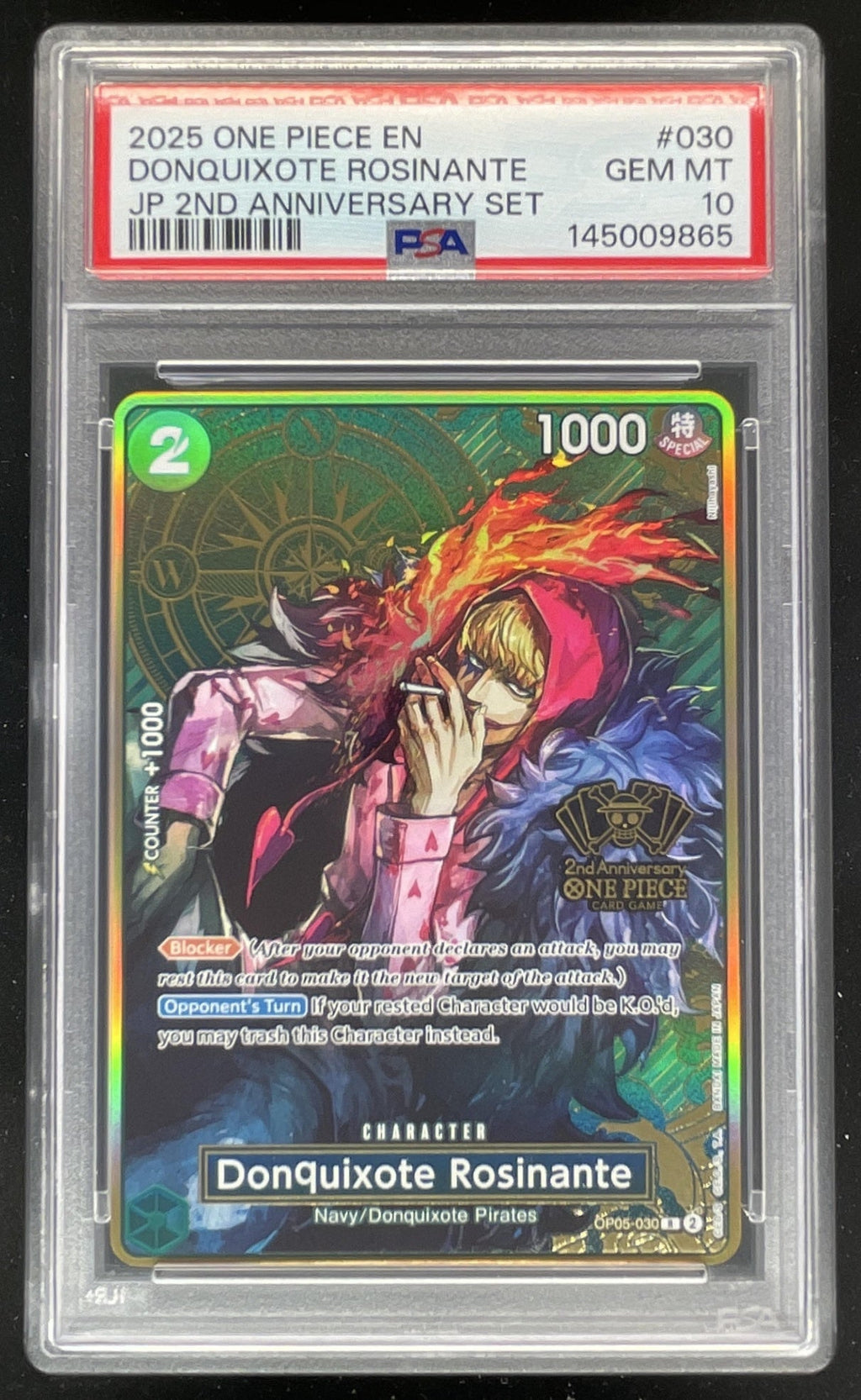 2025 One Piece 2nd Anniversary Set #030 DonQuixote Rosinante PSA 10 product image 1, provided for visual reference and