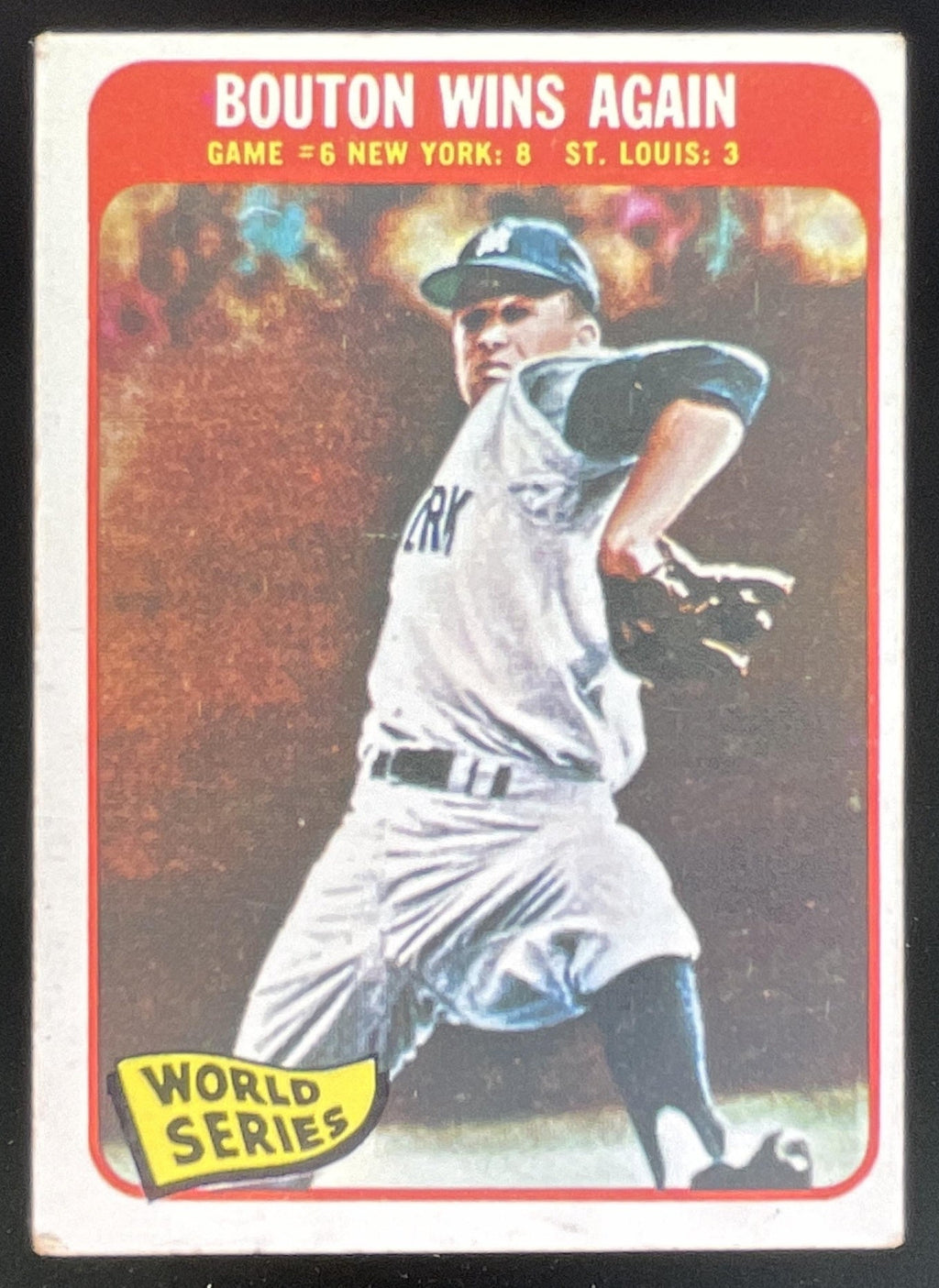 1965 Topps #137 World Series Game #6 - Bouton Wins Again product image 1, provided for visual reference and product detail