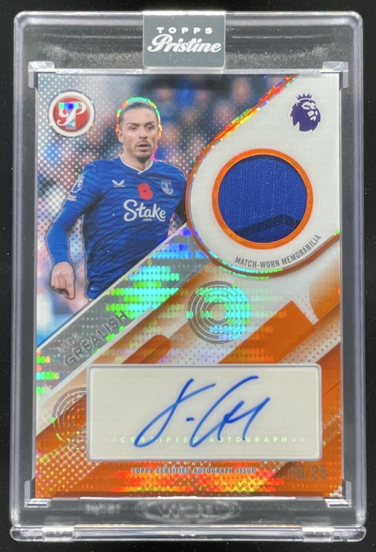 2025 Topps Pristine Premier League Pieces Relics Orange Jack Grealish Auto /25 product image 1, provided for visual