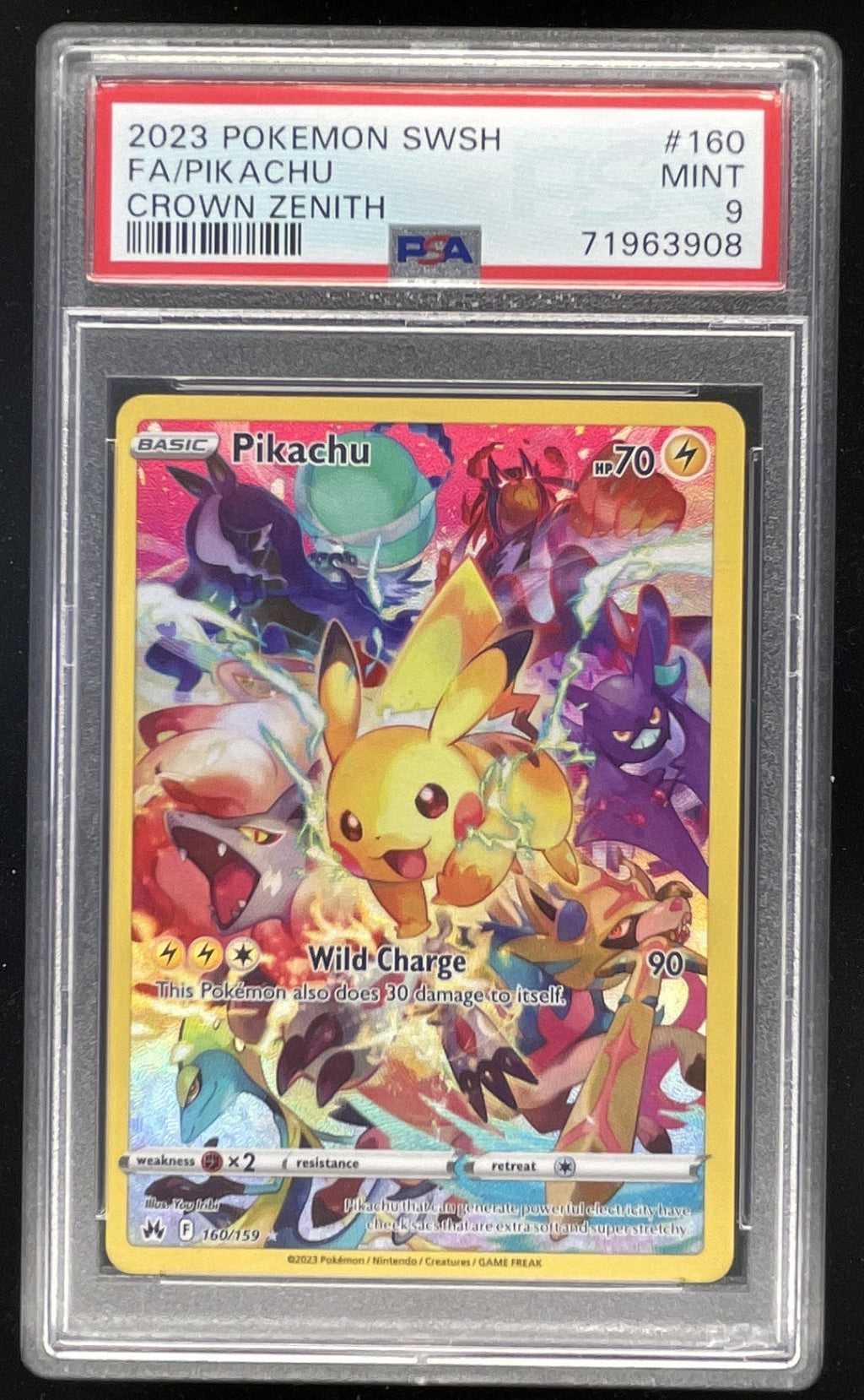 2023 Pokemon Sword & Shield Crown Zenith #160/159 Pikachu PSA 9 product image 1, provided for visual reference and product