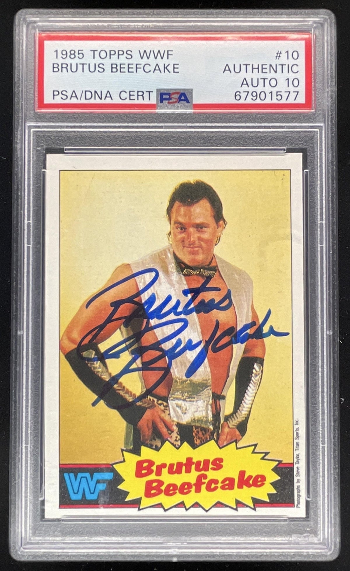 1985 Topps WWF Pro Wrestling Stars #10 Brutus Beefcake RC Auto PSA Authentic product image 1, provided for visual reference