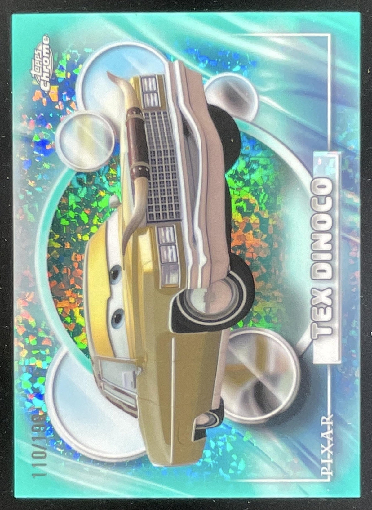 2026 Topps Chrome Disney Aqua Mini-Diamond Refractor #19 Tex Dinoco /199 product image 1, provided for visual reference and