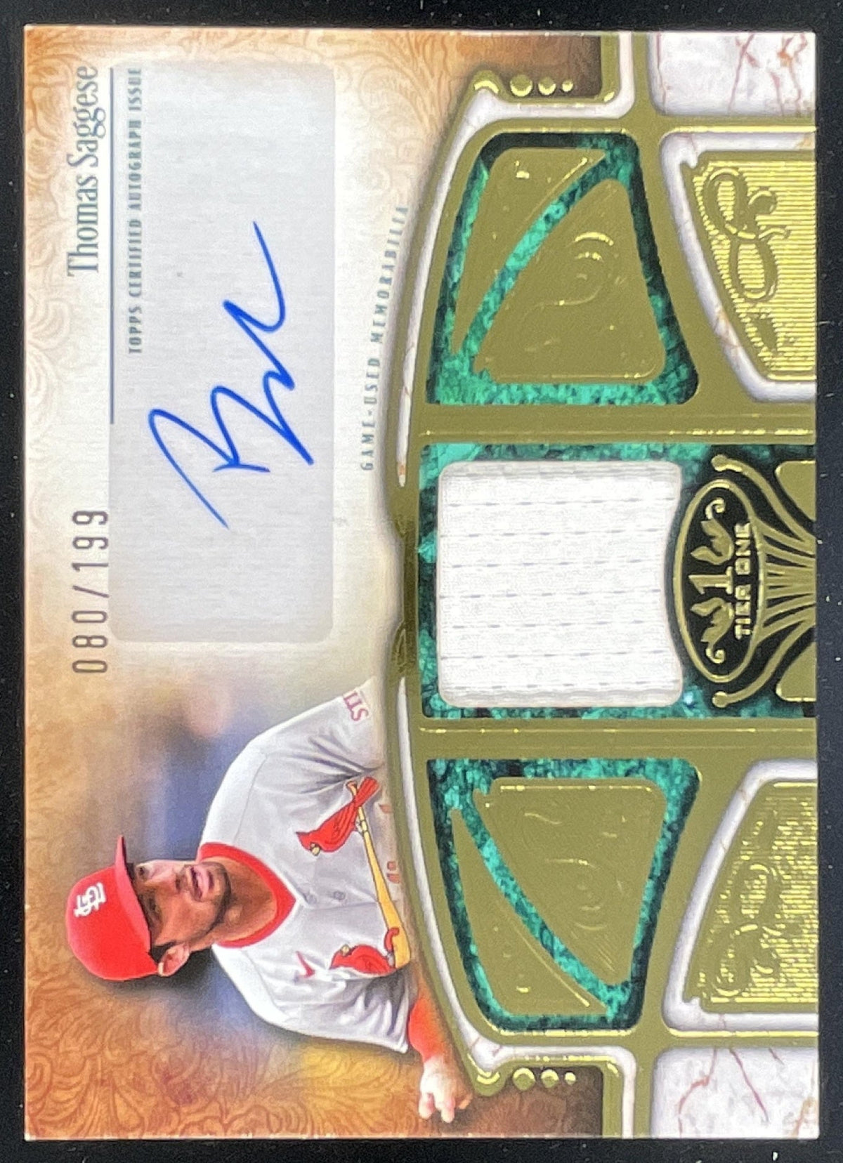 2026 Topps Tier One Autographed Tier One Relic #AT1R-TS Thomas Saggese Auto /199 product image 1, provided for visual
