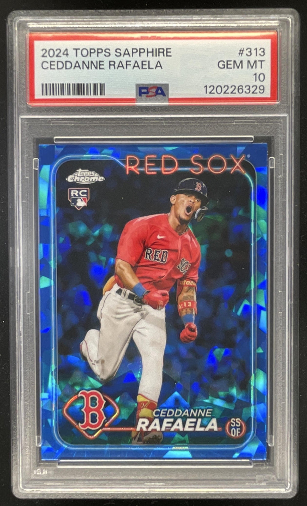 2024 Topps Chrome Sapphire Chrome #313 Ceddanne Rafaela RC PSA 10 product image 1, provided for visual reference and product