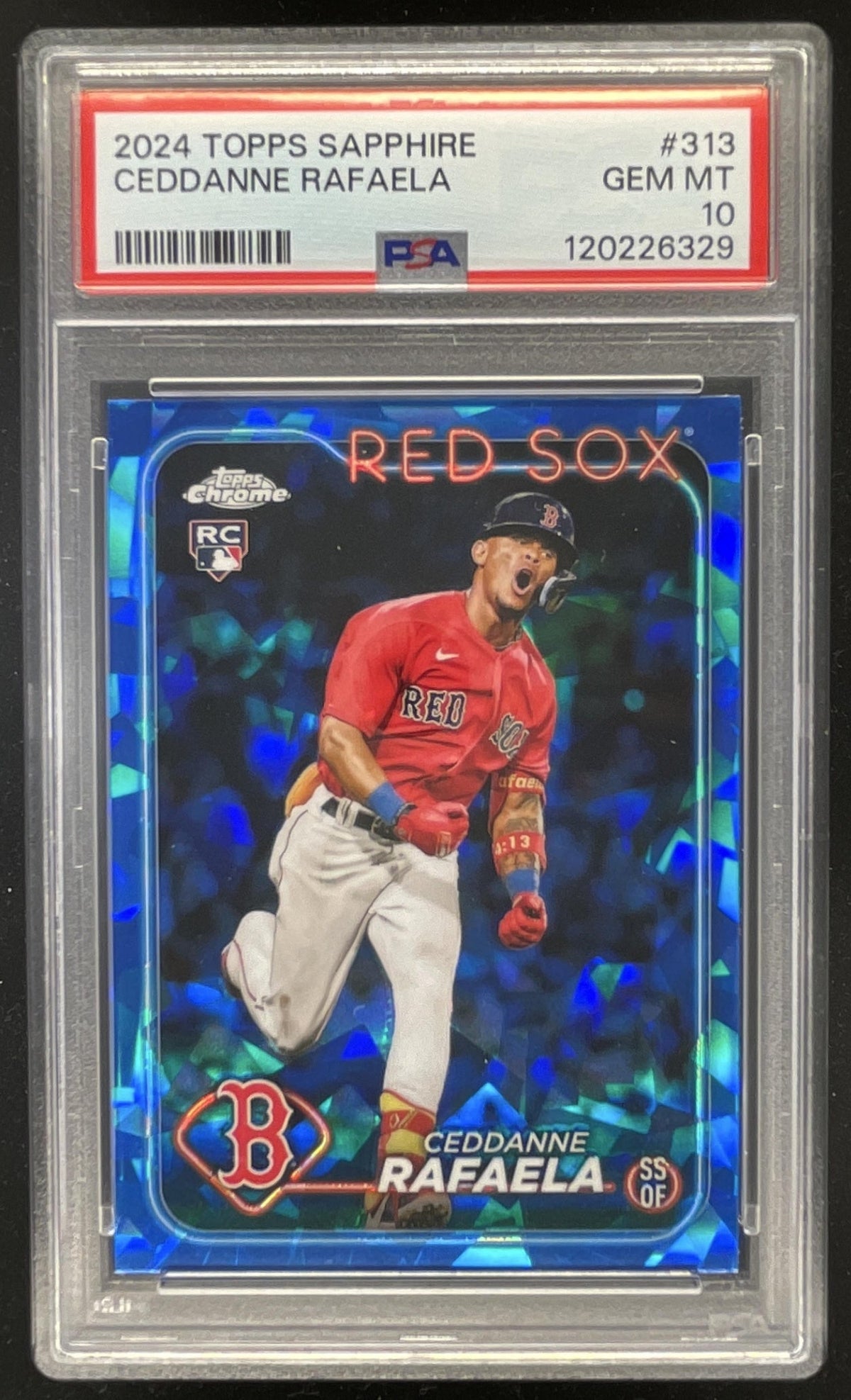 2024 Topps Chrome Sapphire Chrome #313 Ceddanne Rafaela RC PSA 10 product image 1, provided for visual reference and product