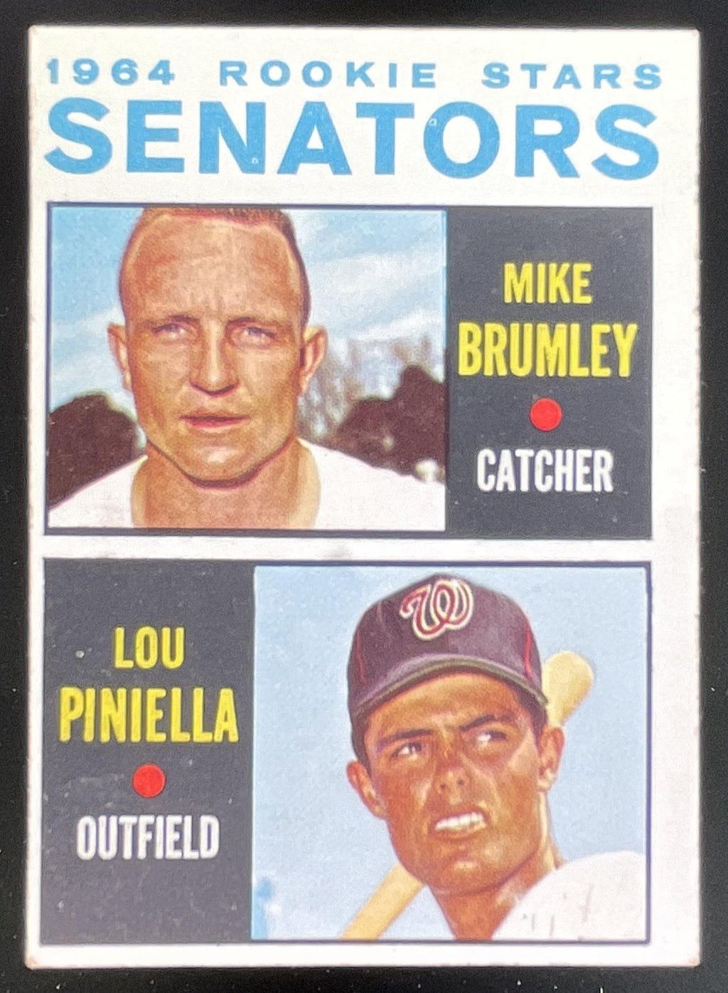 1964 Topps #167 Senators 1964 Rookie Stars Mike Brumley Lou Piniella RC product image 1, provided for visual reference and
