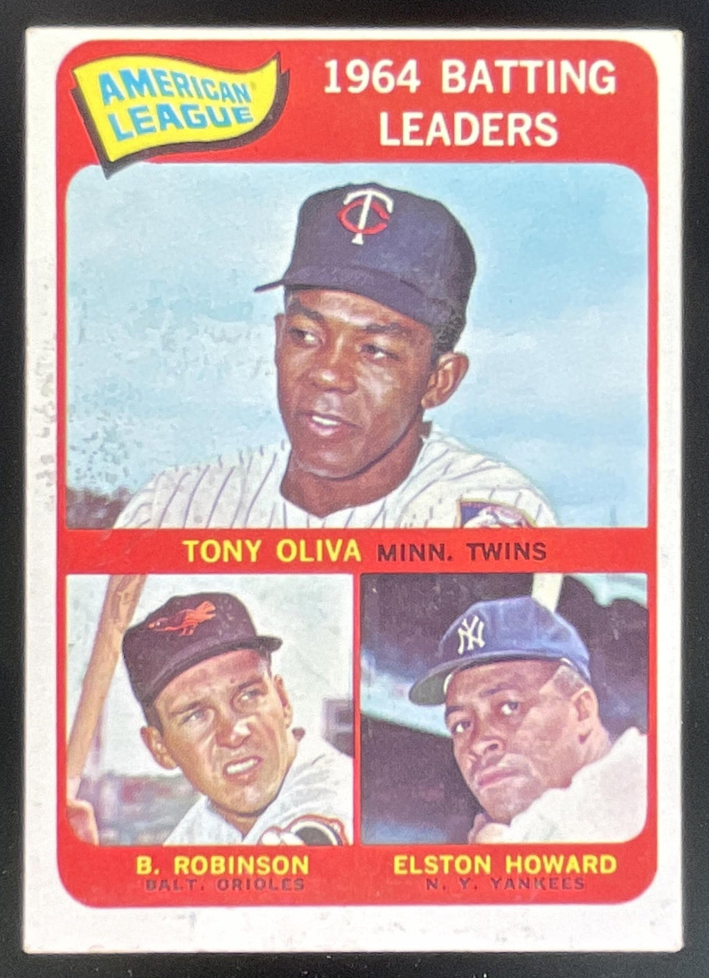 1965 Topps #1 American League Tony Oliva Brooks Robinson Elston Howard product image 1, provided for visual reference and