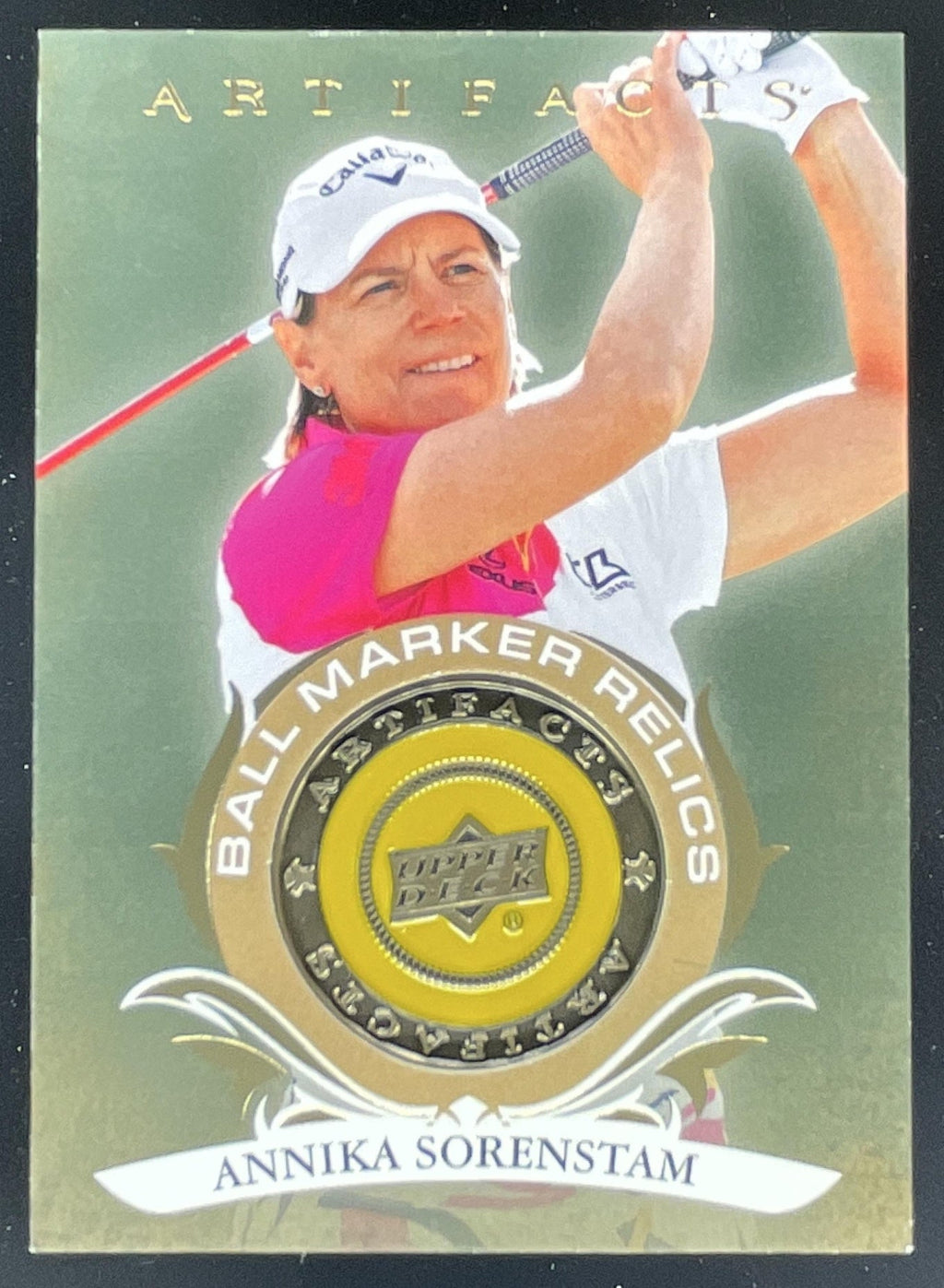 2026 UD Artifacts Ball Marker Manufactured Relics Gold Annika Sorenstam /99 product image 1, provided for visual reference