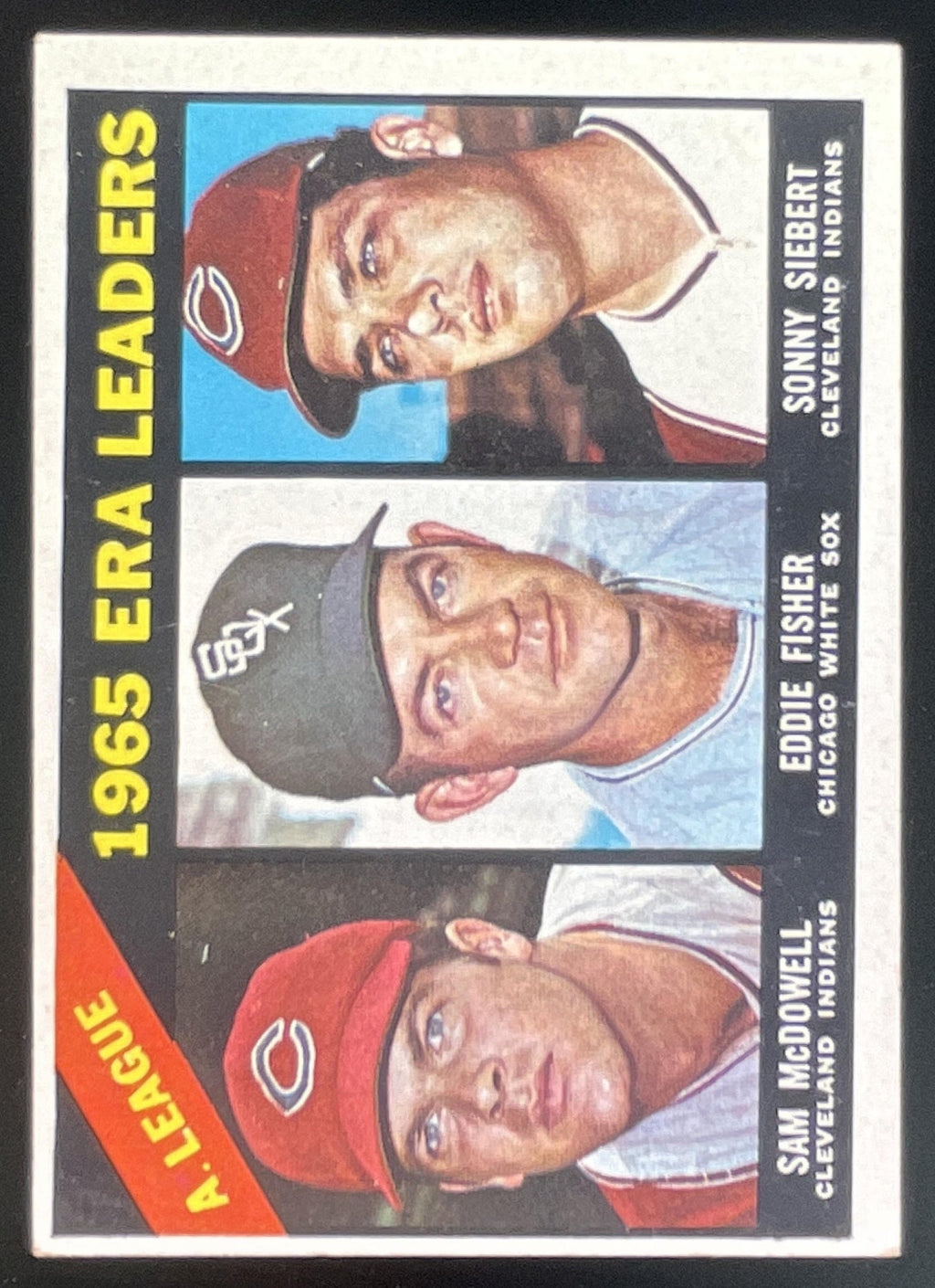 1966 Topps #222 Sam McDowell Eddie Fisher Sonny Siebert League Leaders product image 1, provided for visual reference and