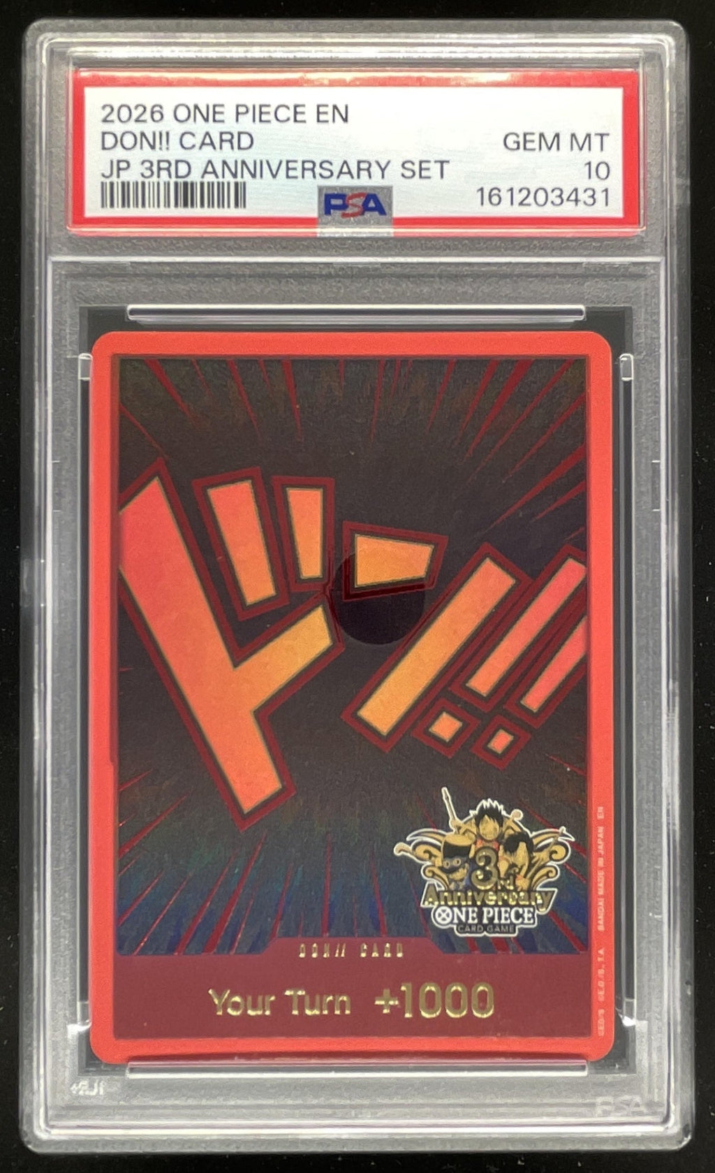 2026 One Piece 3rd Anniversary Set Don!!! Card PSA 10 product image 1, provided for visual reference and product detail