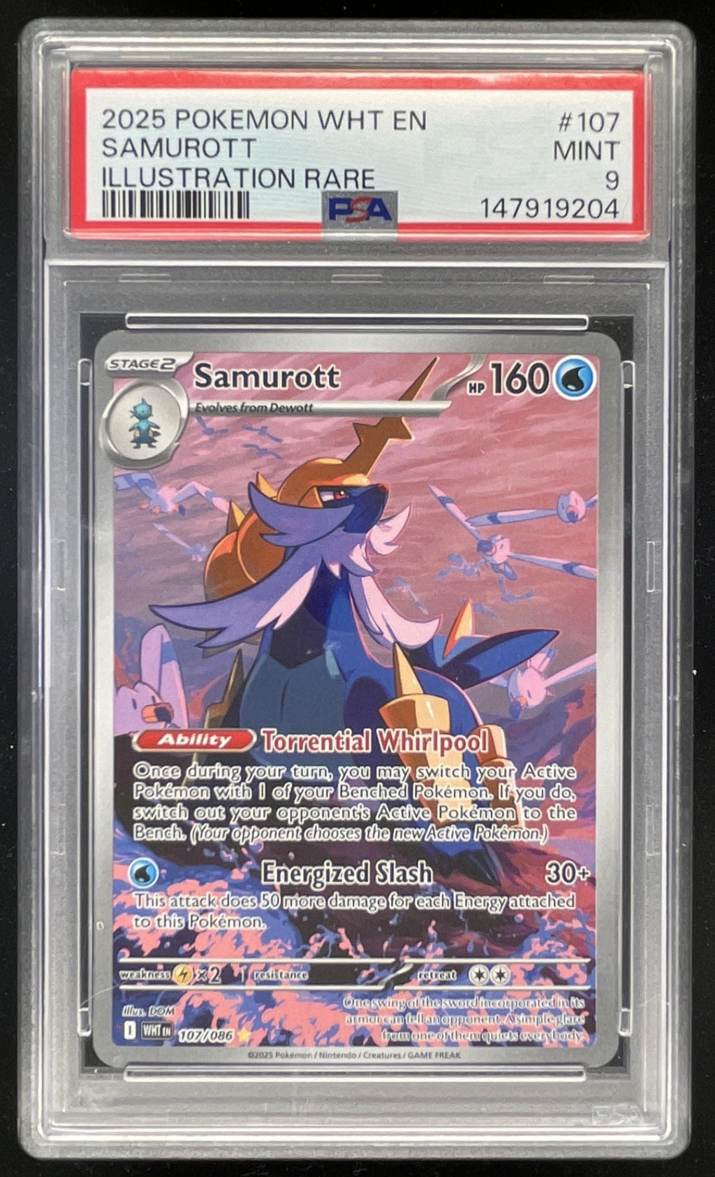 2025 Pokemon White Flare #107/086 Samurott Illustration Rare PSA 9 product image 1, provided for visual reference and