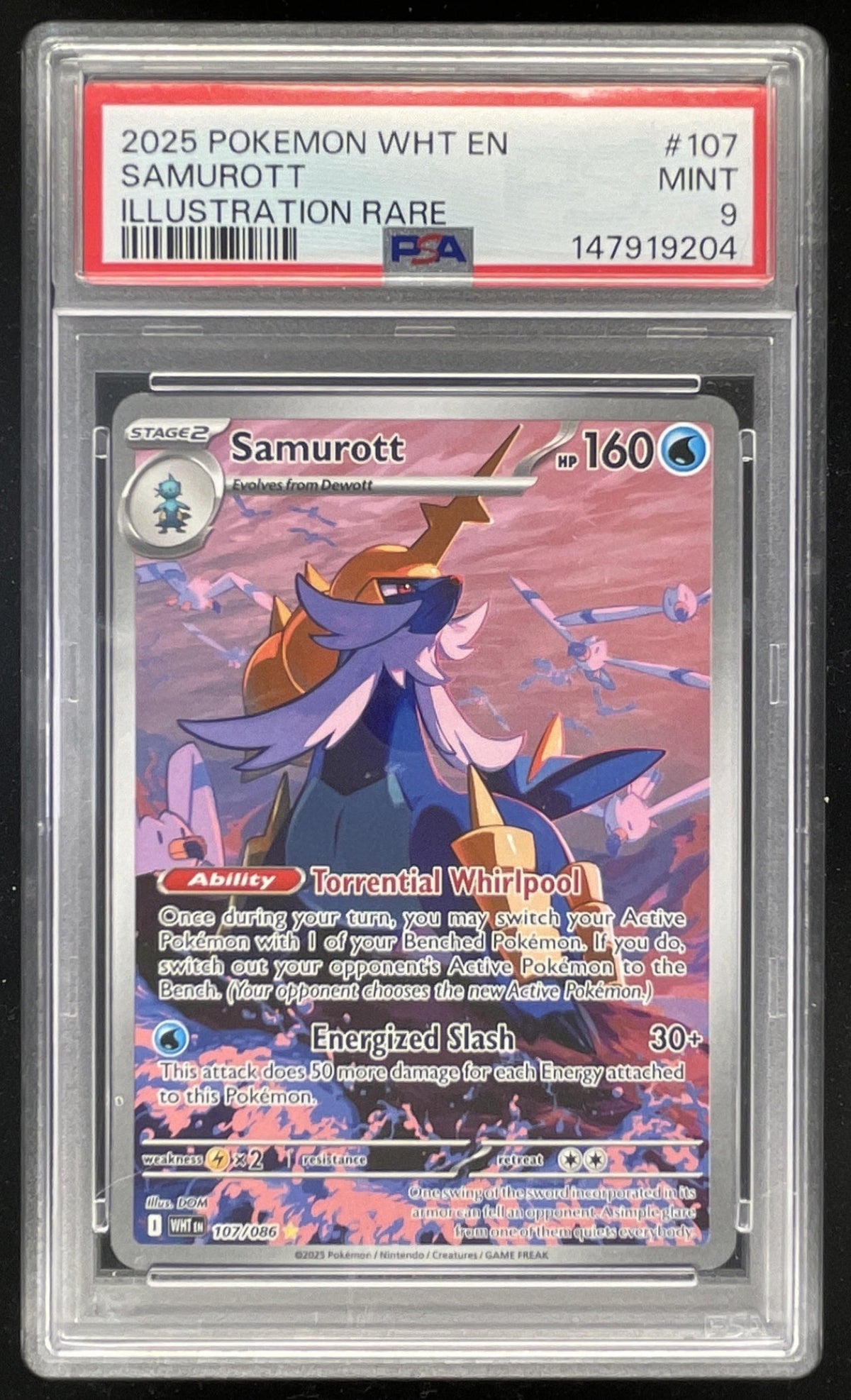 2025 Pokemon White Flare #107/086 Samurott Illustration Rare PSA 9 product image 1, provided for visual reference and
