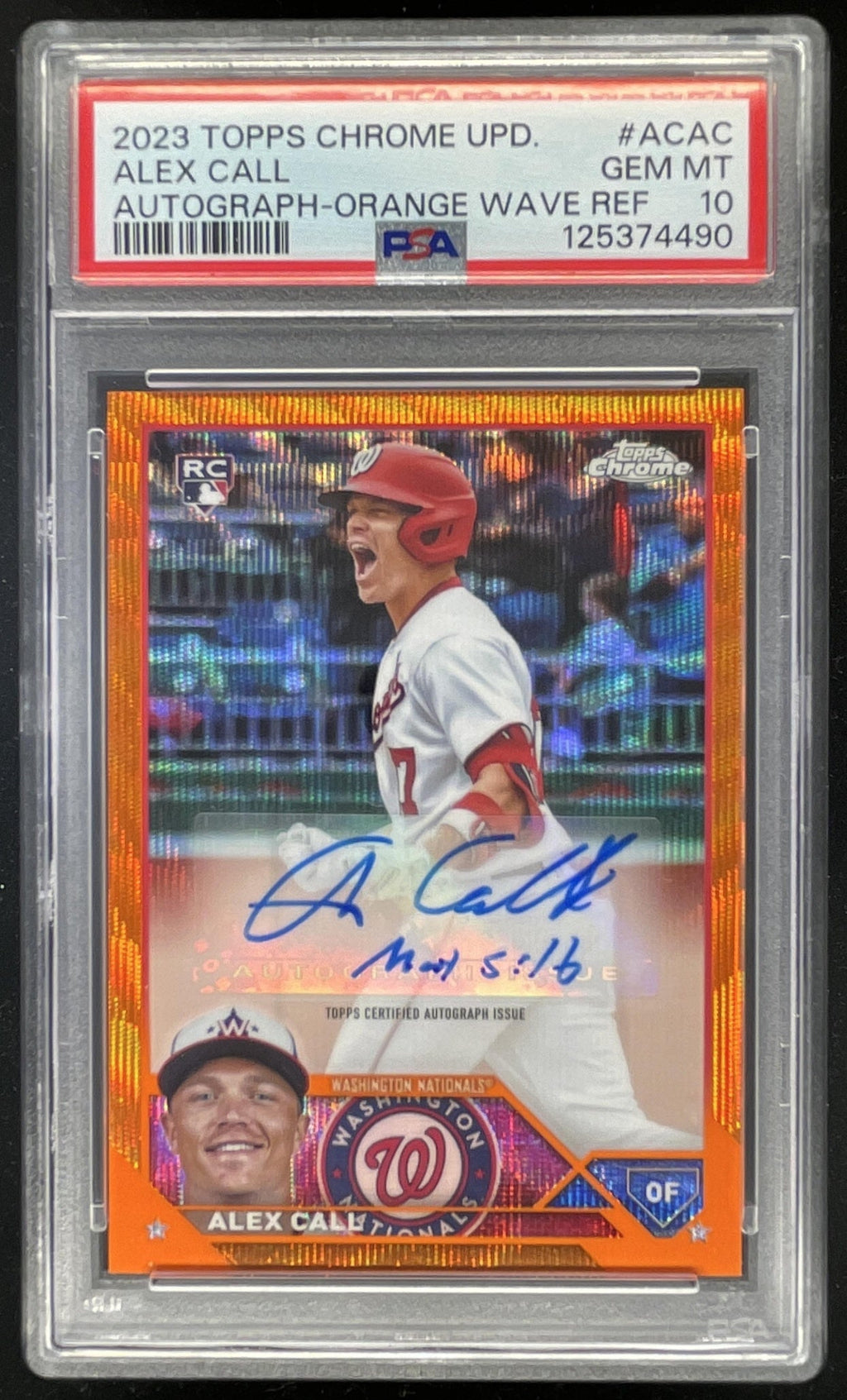 2023 Topps Chrome Update Orange Wave #AC-AC Alex Call RC Auto /25 PSA 10 product image 1, provided for visual reference and