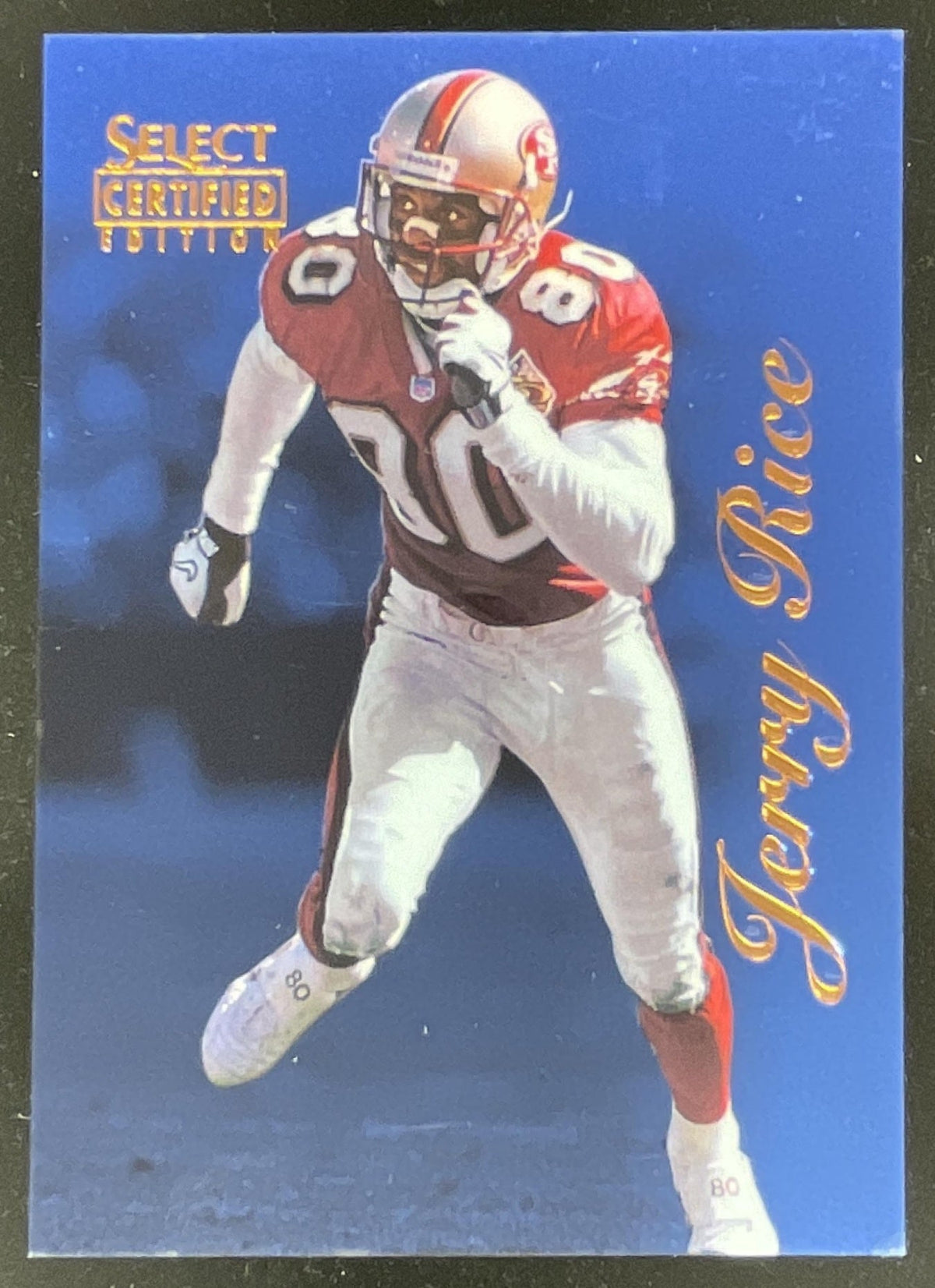 1996 Pinnacle Select Certified Blue #62 Jerry Rice product image 1, provided for visual reference and product detail review