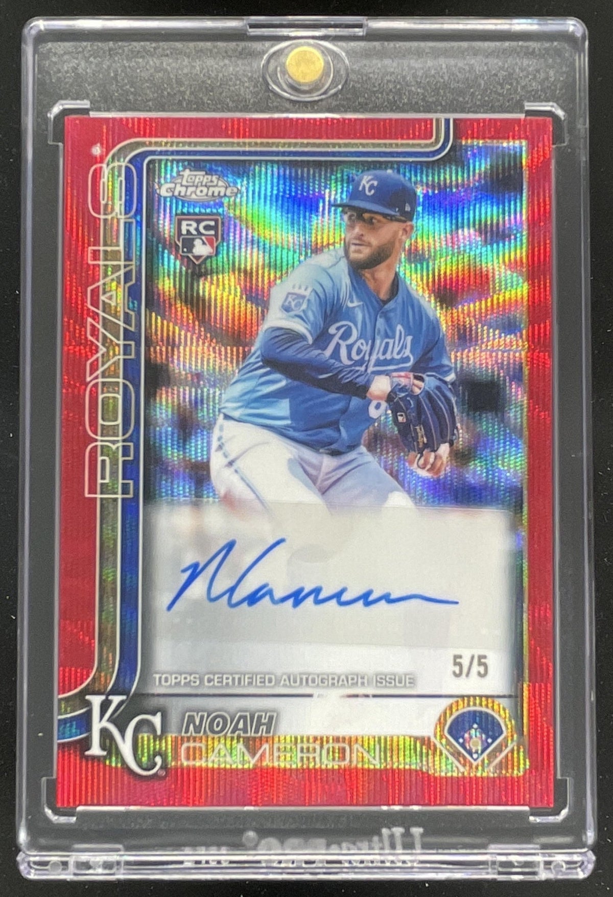 2025 Topps Chrome Update Red Wave #AC-NC Noah Cameron RC Auto /5 product image 1, provided for visual reference and product