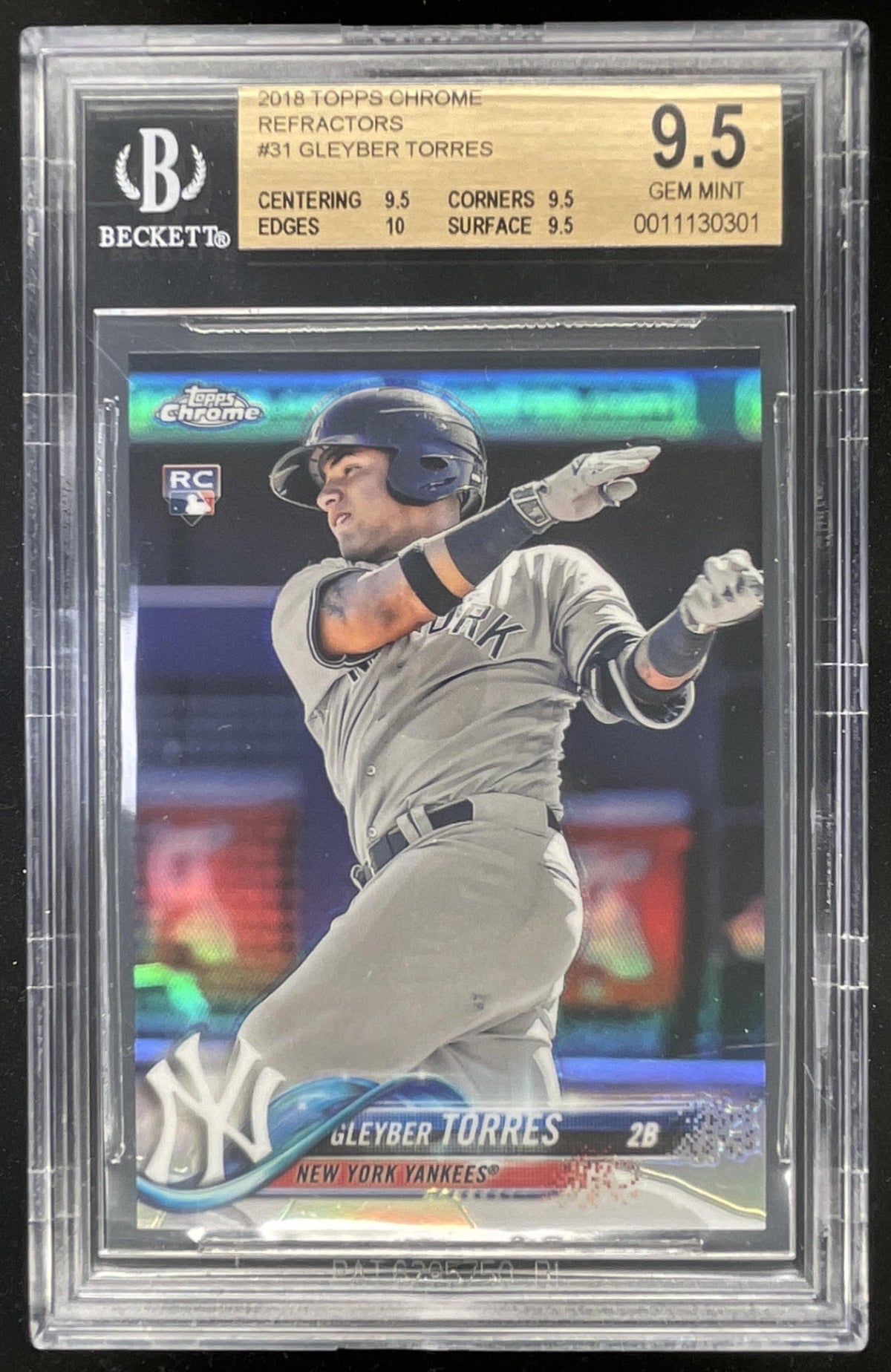 2018 Topps Chrome Refractor #31 Gleyber Torres RC BGS 9.5 product image 1, provided for visual reference and product detail
