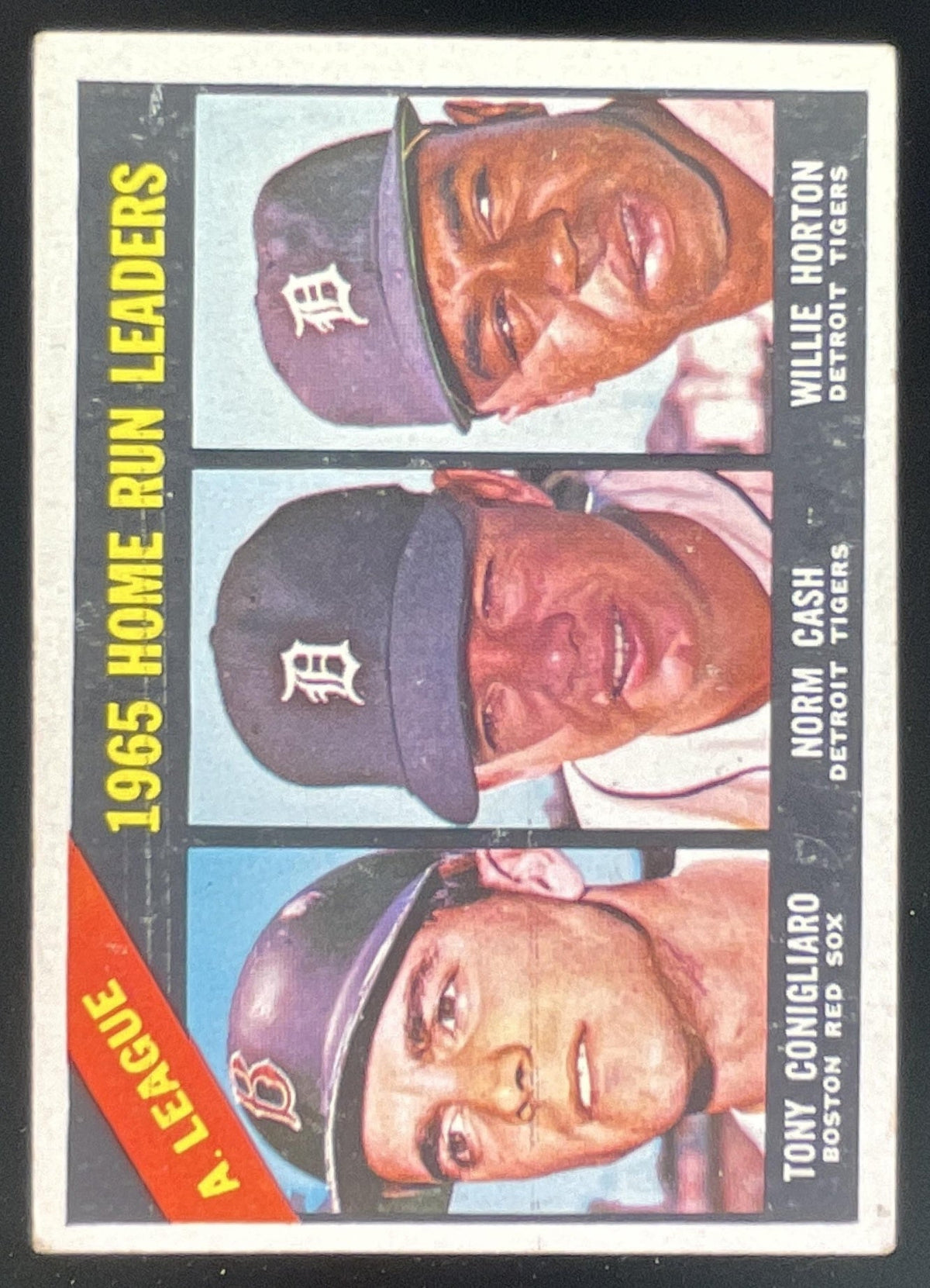 1966 Topps #218 Tony Conigliaro Norm Cash Willie Horton League Leaders product image 1, provided for visual reference and