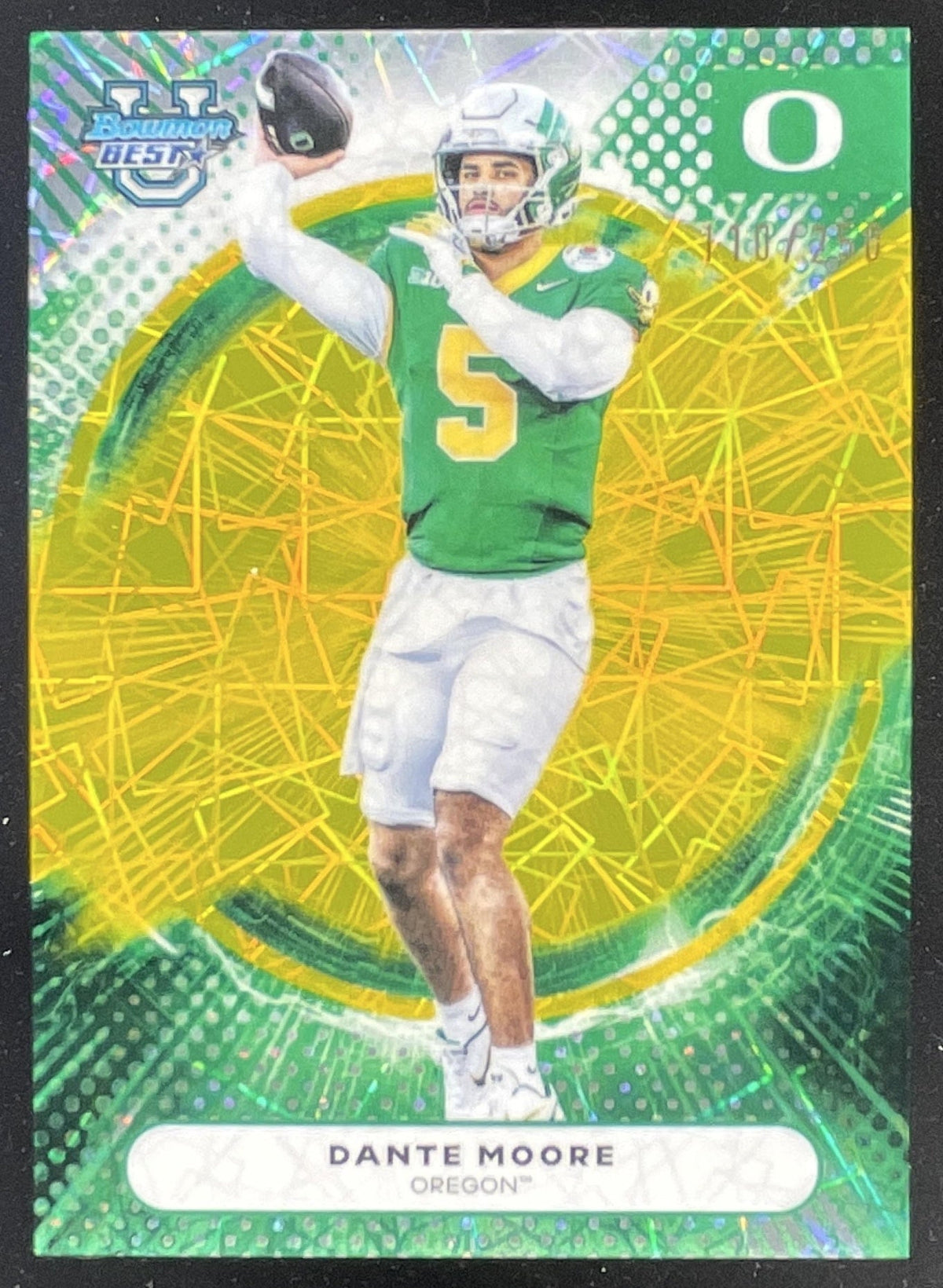 2025 Bowman Best University Yellow Lazer Refractor #3 Dante Moore /250 product image 1, provided for visual reference and