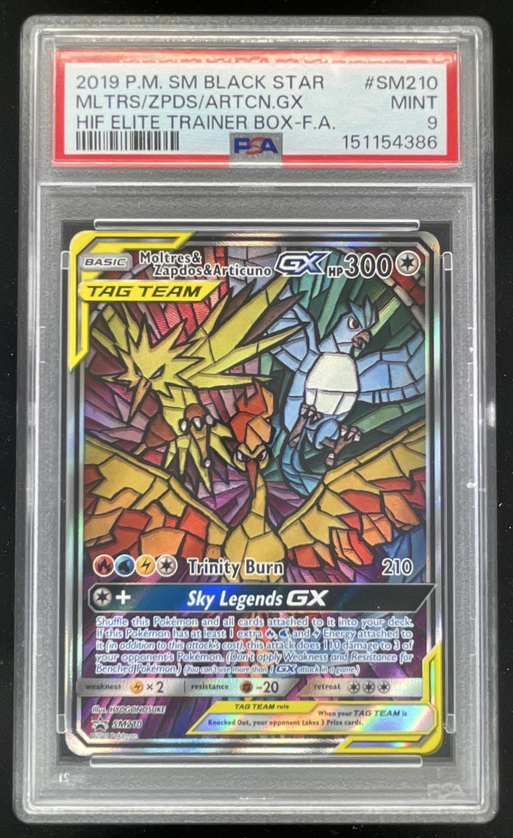 2019 Pokemon Sun Moon Black Star Promos #SM210 Moltres Zapdos Articuno Gx PSA 9 product image 1, provided for visual